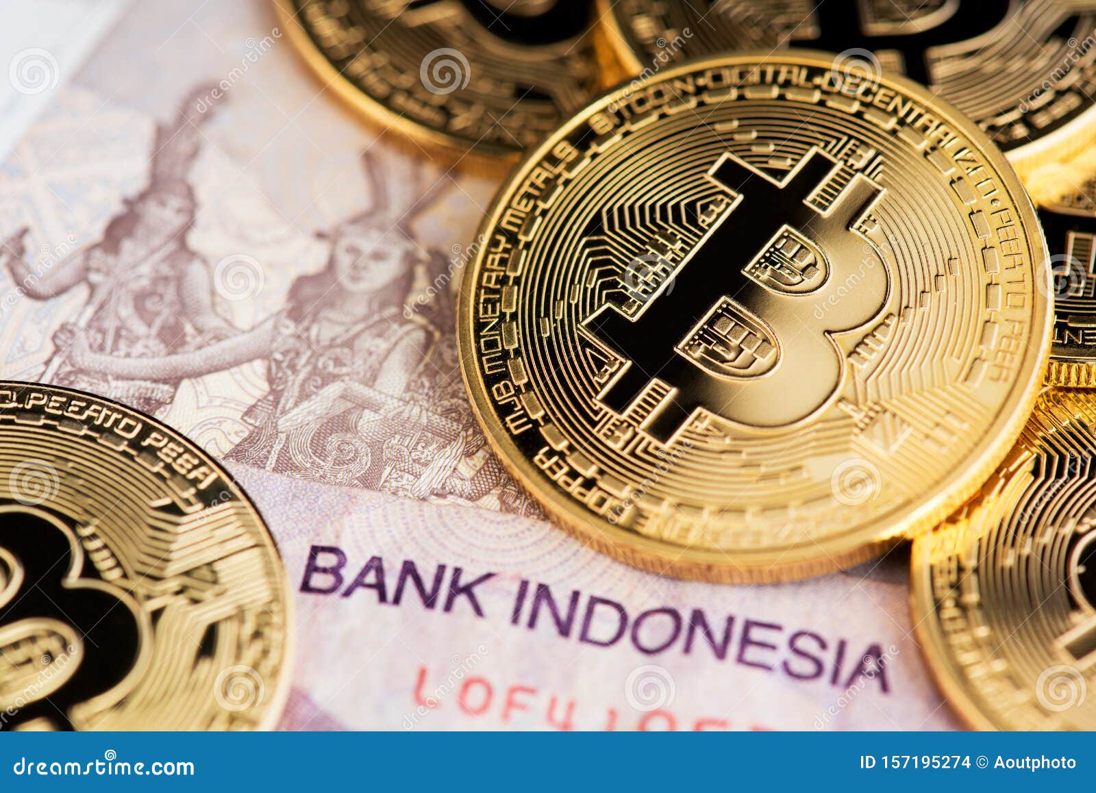 Bitcoin Virtual Money On Indonesia Money Rupiah Banknotes. Stock Photo ...