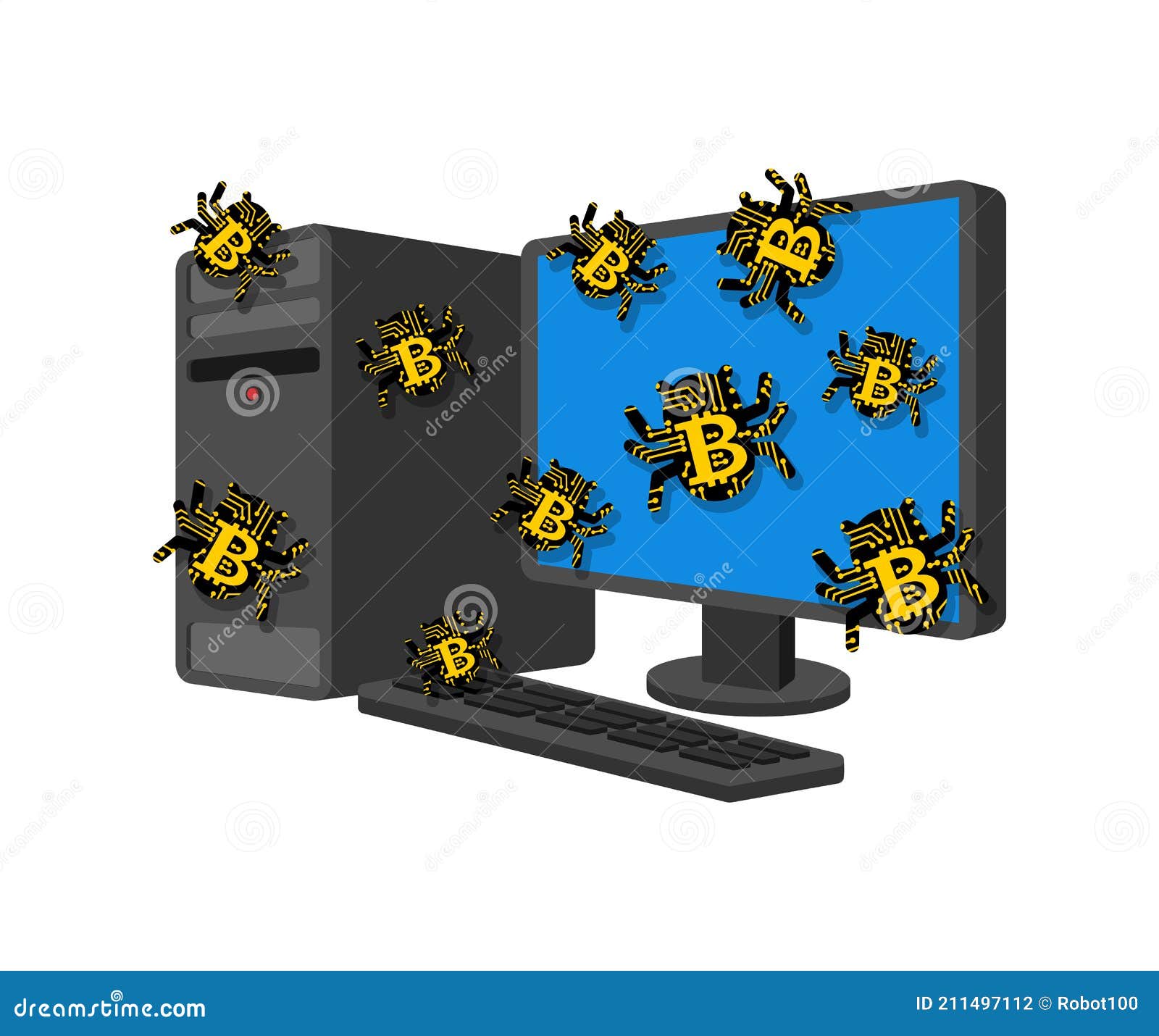 Bitcoin Virus Bug Infected Computer. Digital Currency Computer Virus Stock  Vector - Illustration of crypto, bitcoin: 211497112