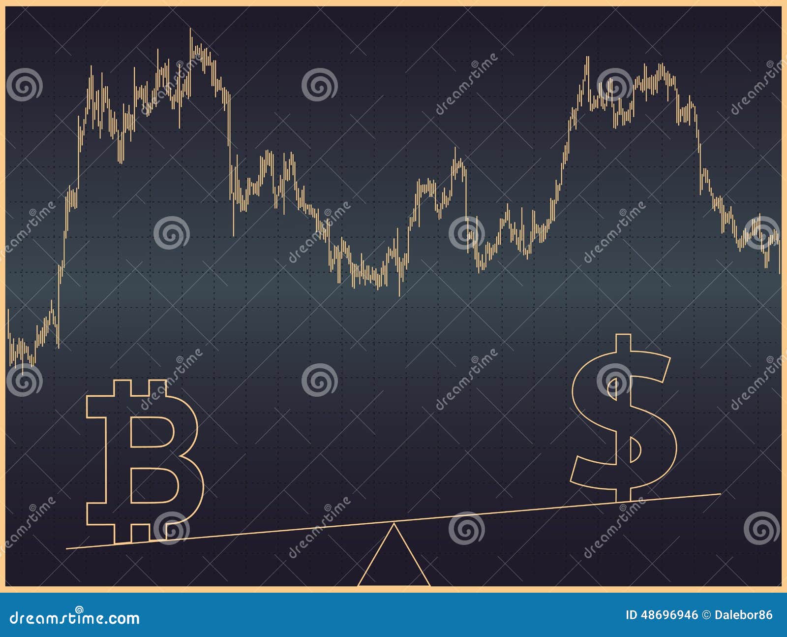 Bitcoin vs dollar stock vector. Illustration of background  48696946