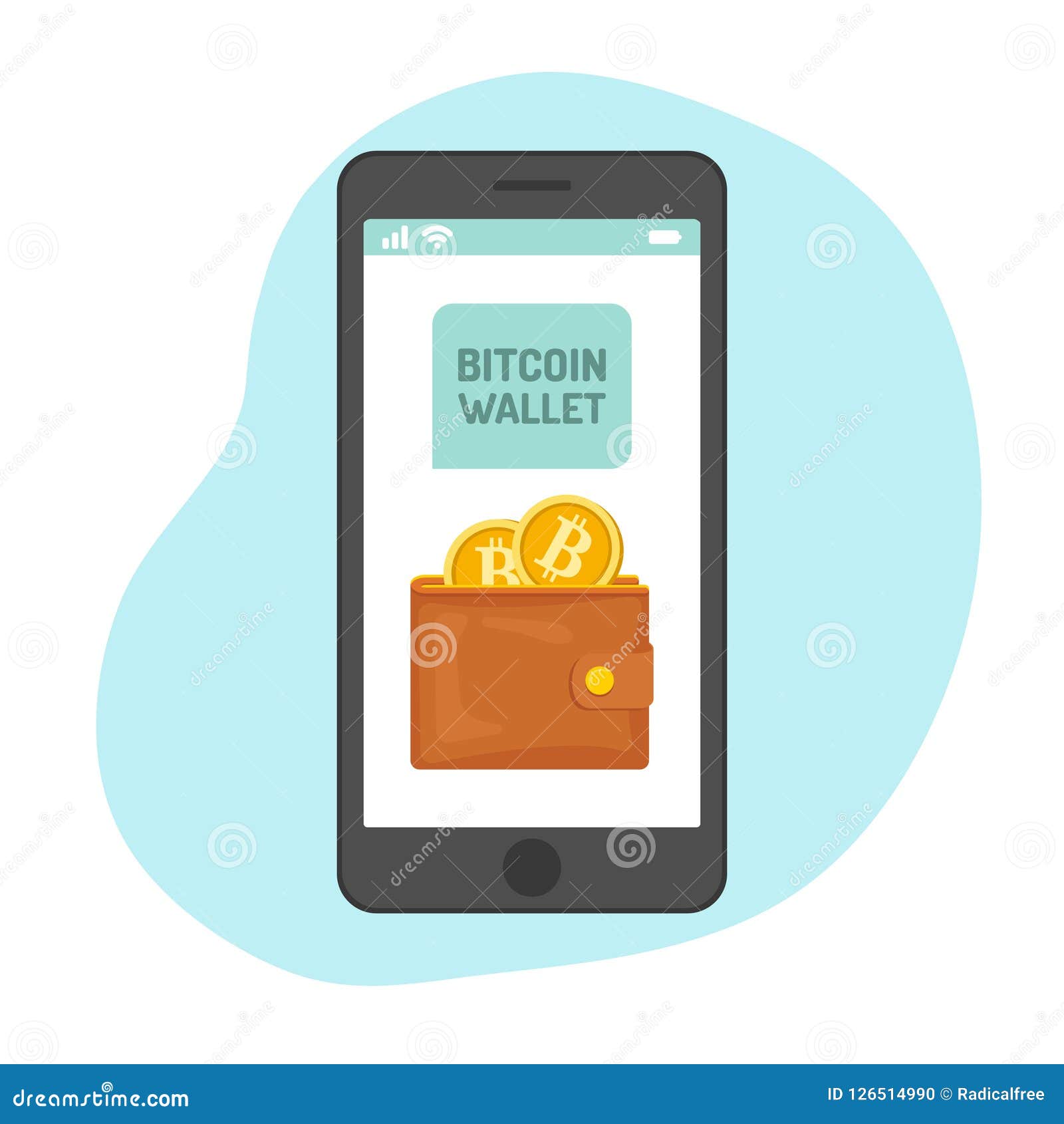 Bitcoin Wallet With Golden Coins In Smartphone Vector Illustration - 
