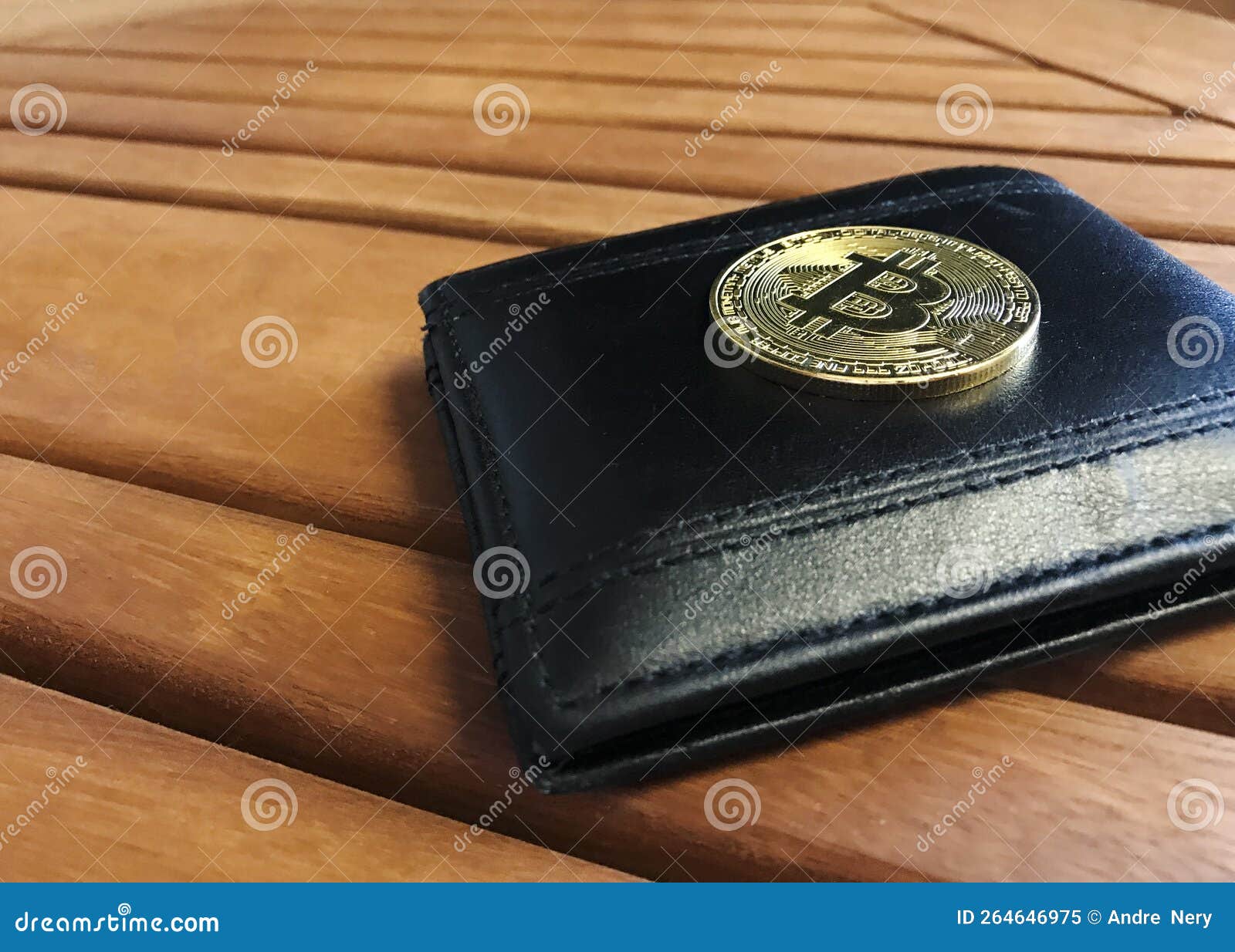 Bitcoin Y Cartera Sobre Mesa De Madera Imagen de archivo - Imagen de  brillante, digital: 264646975