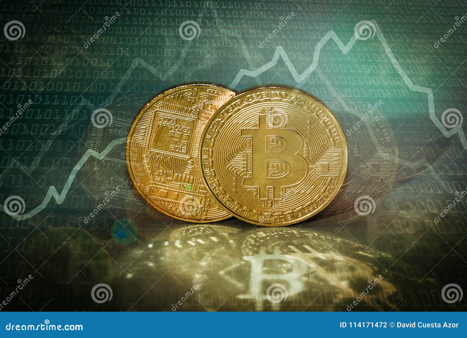 Bitcoins Conceptual Image With Binary Code Background. Stock Photo - Image of code, bitcoins ...