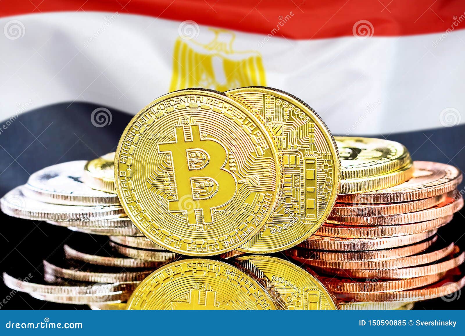 Bitcoins On Egypt Flag Background Stock Image Image of crypto, concept 150590885