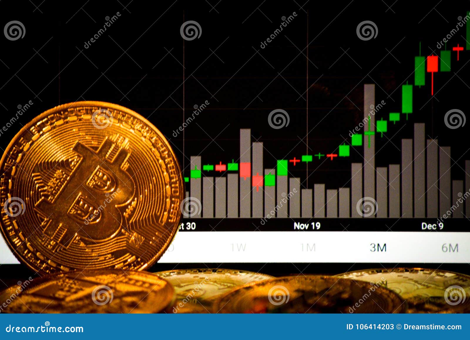 Bitcoins En Een Stijgende Bitcoin-grafiek Redactionele Stock Foto - Image  of kaars, betaling: 106414203