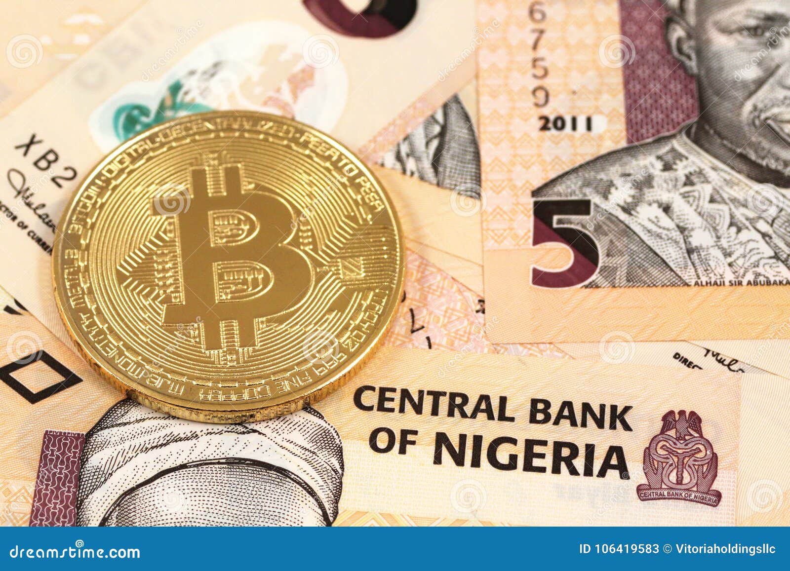 Bitcoins with Nigerian Naira Close Up Stock Image - Image of close,  address: 106419583