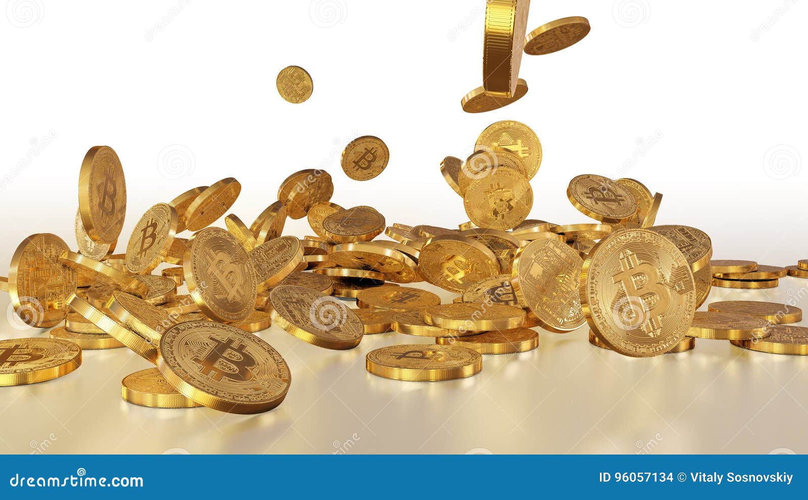 Des Bitcoins Tombant Sur Une Pile Photo stock - Image du côté, économie:  96057134