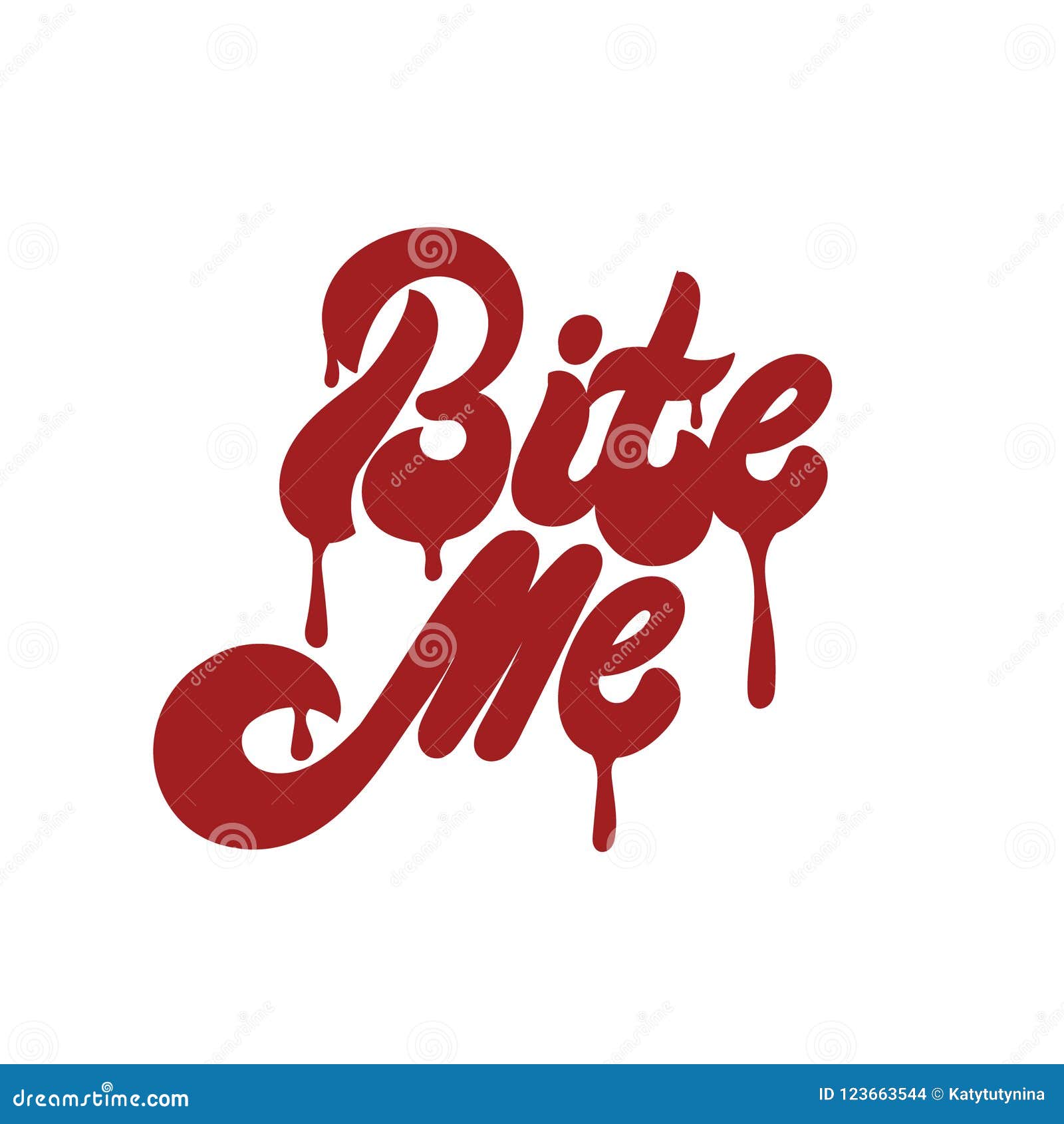 bite me.  hand drawn lettering.