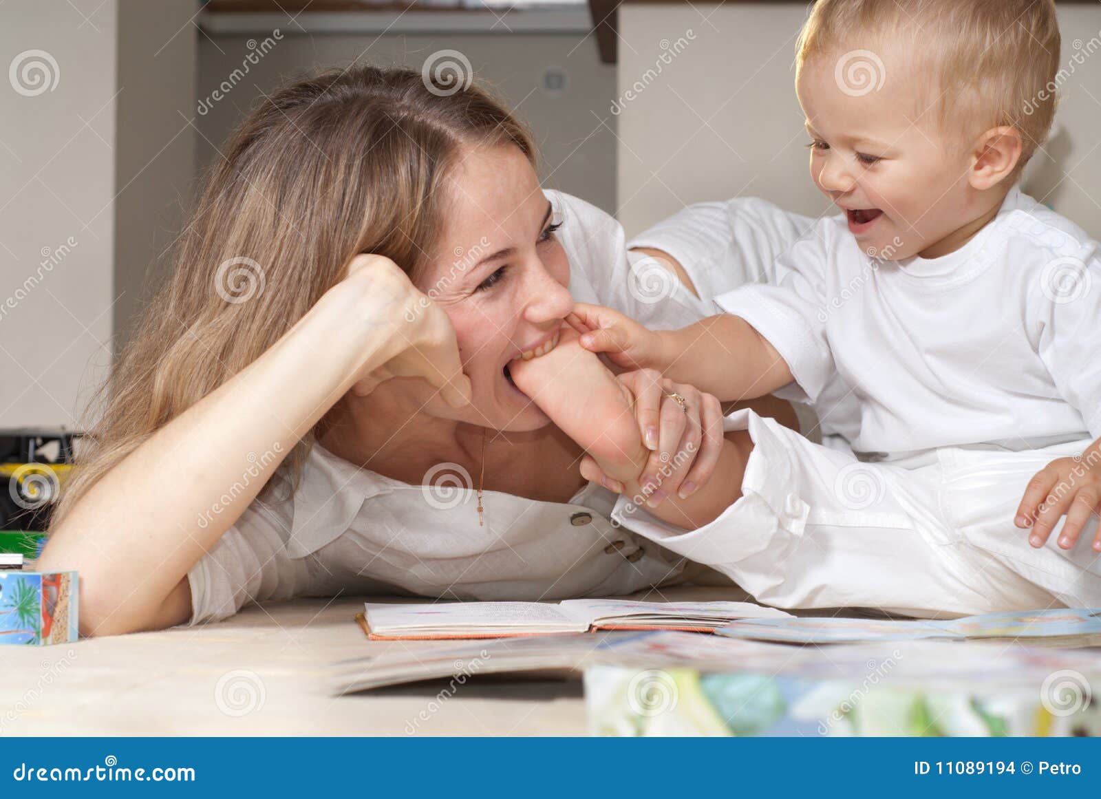 Biting Foot Stock Photo Image Of Indoors Girl Caucasian 11