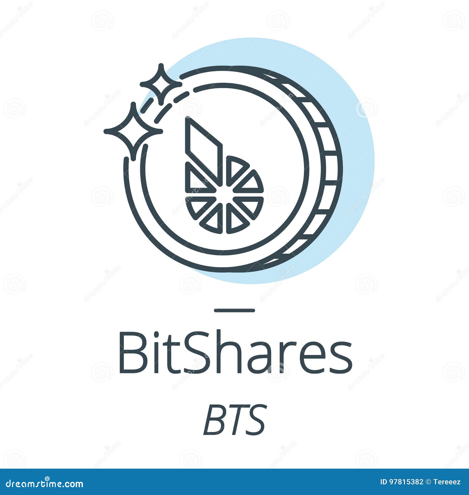 BitShares Cryptocurrency Coin Line, Icon Of Virtual ...