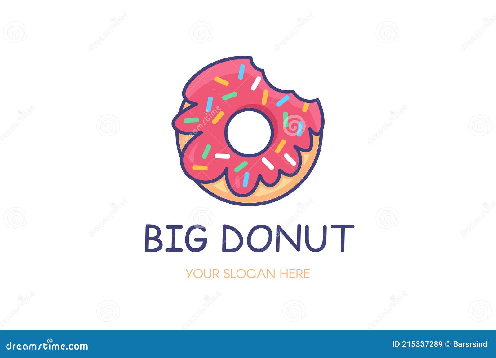 Bitten Glazed Donut Logo Isolated Vector Template Stock Vector