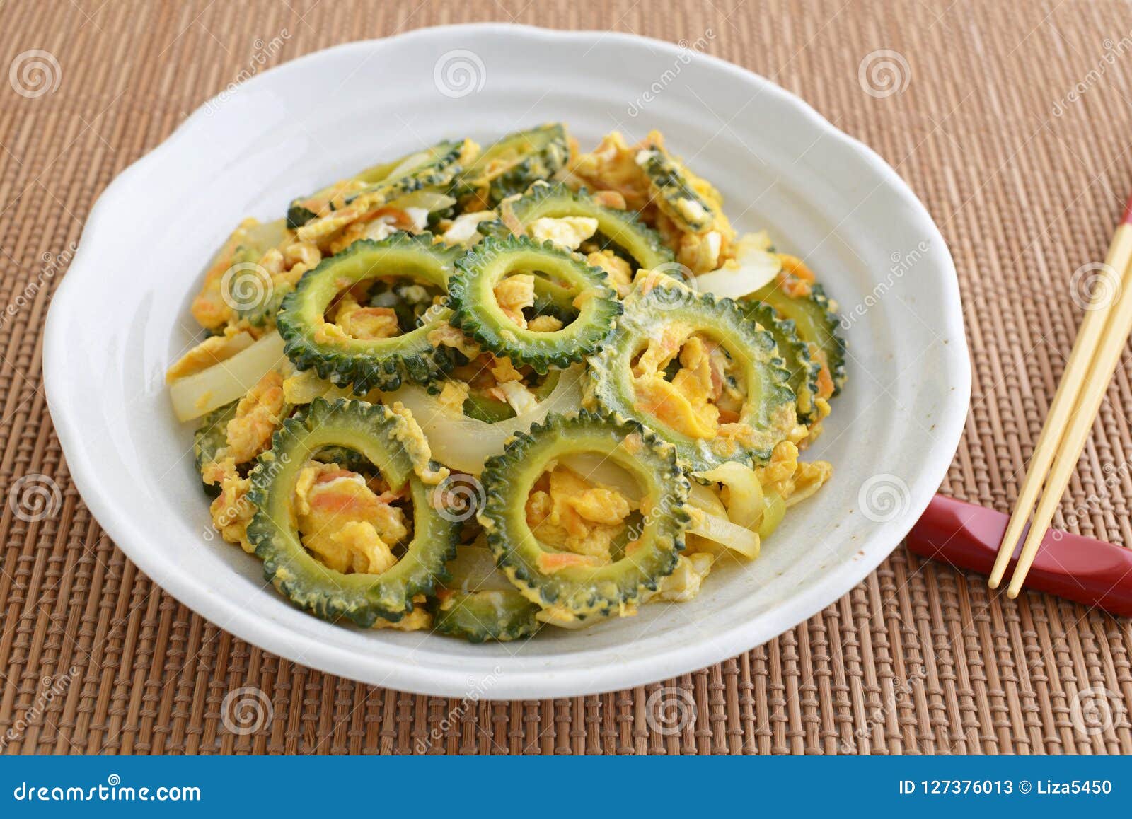 Okinawan Cuisine, Bitter Melon Stir Fried Stock Image Image of