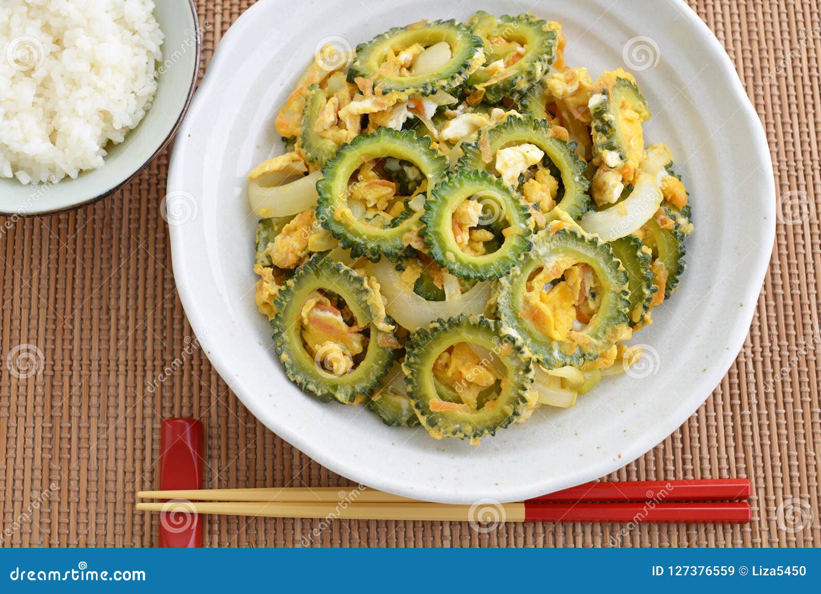 Okinawan Cuisine, Bitter Melon Stir Fried Stock Image Image of