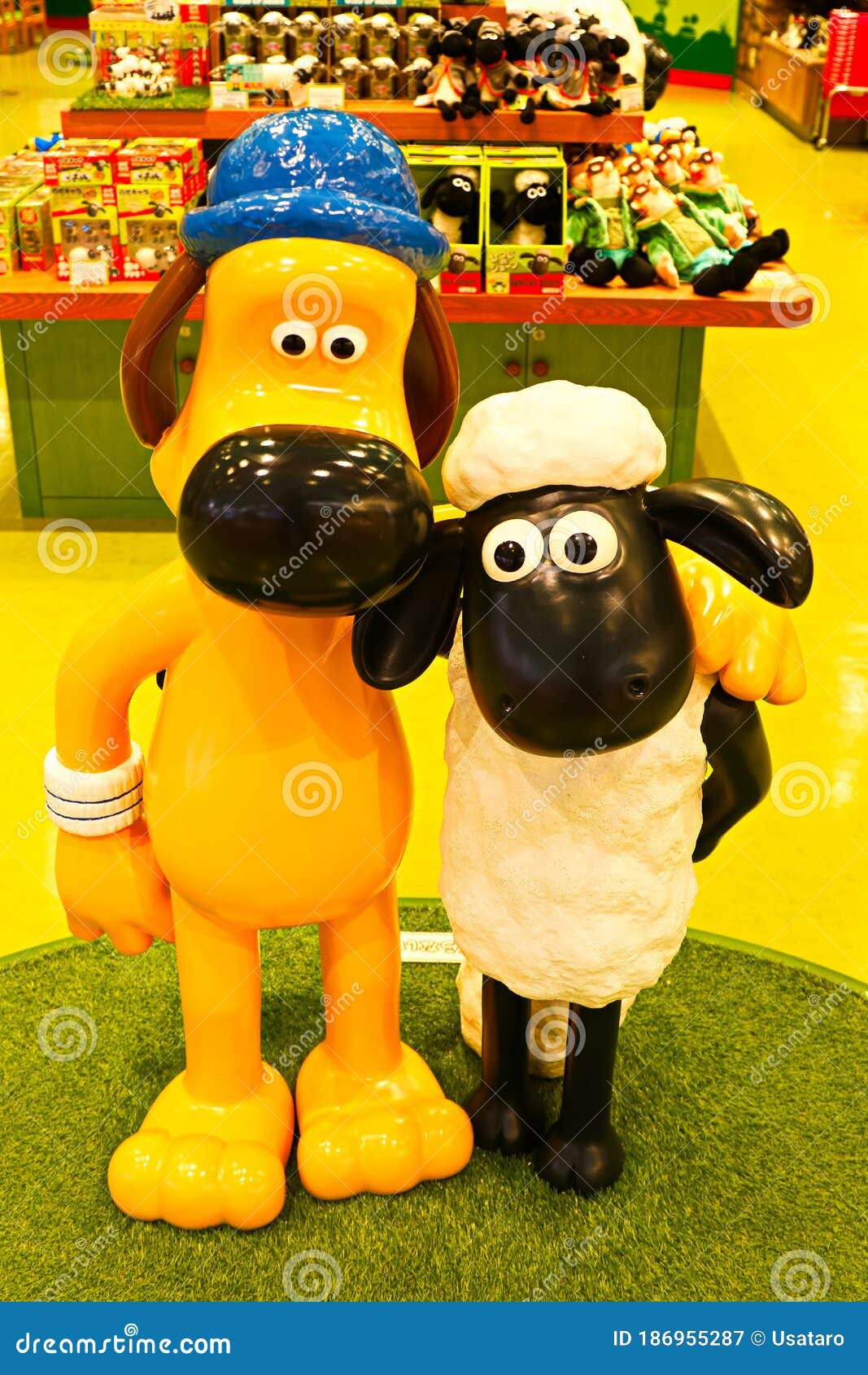 Bitzer and Shaun Figure.Aardman`s Shaun the Sheep Characters on Display