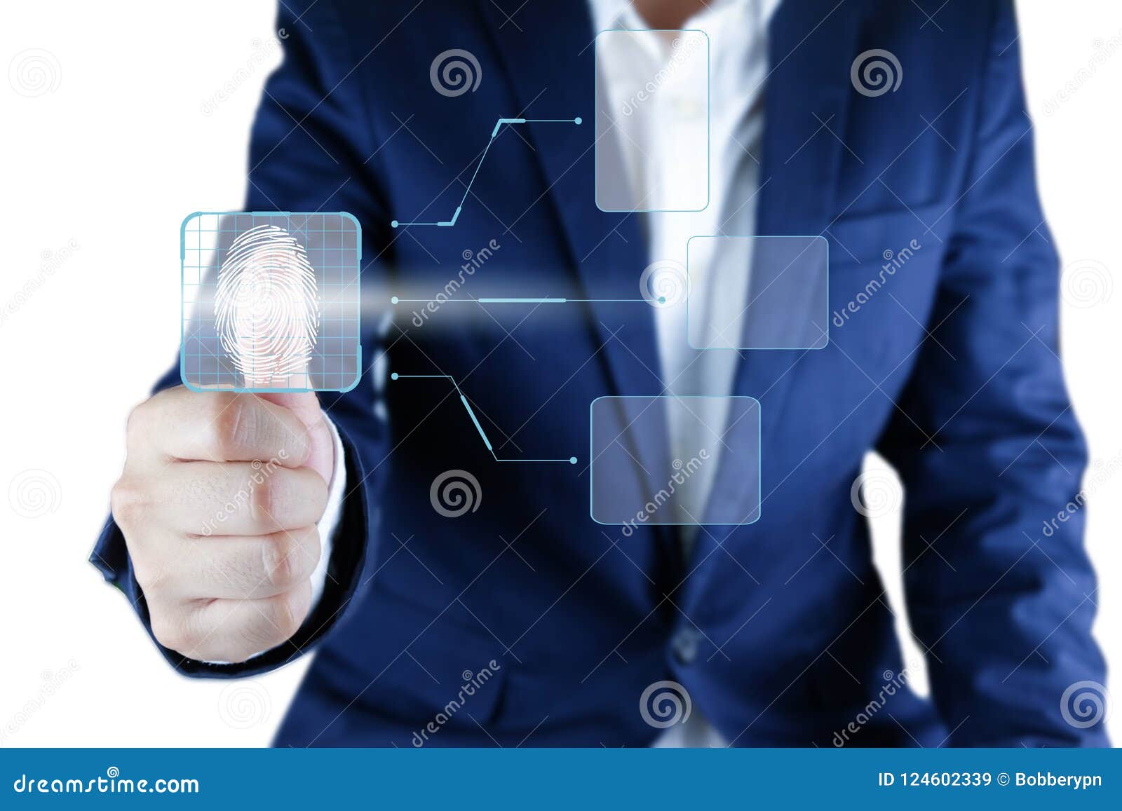 Biznesmena obrazu cyfrowego odcisku palca biometryczna tożsamość z pustego miejsca pudełkiem ja. Biznesmena obrazu cyfrowego odcisku palca biometryczna tożsamość z pustego miejsca pudełka informaci interfejsem Ochrona networking i interneta technologii pojęcie