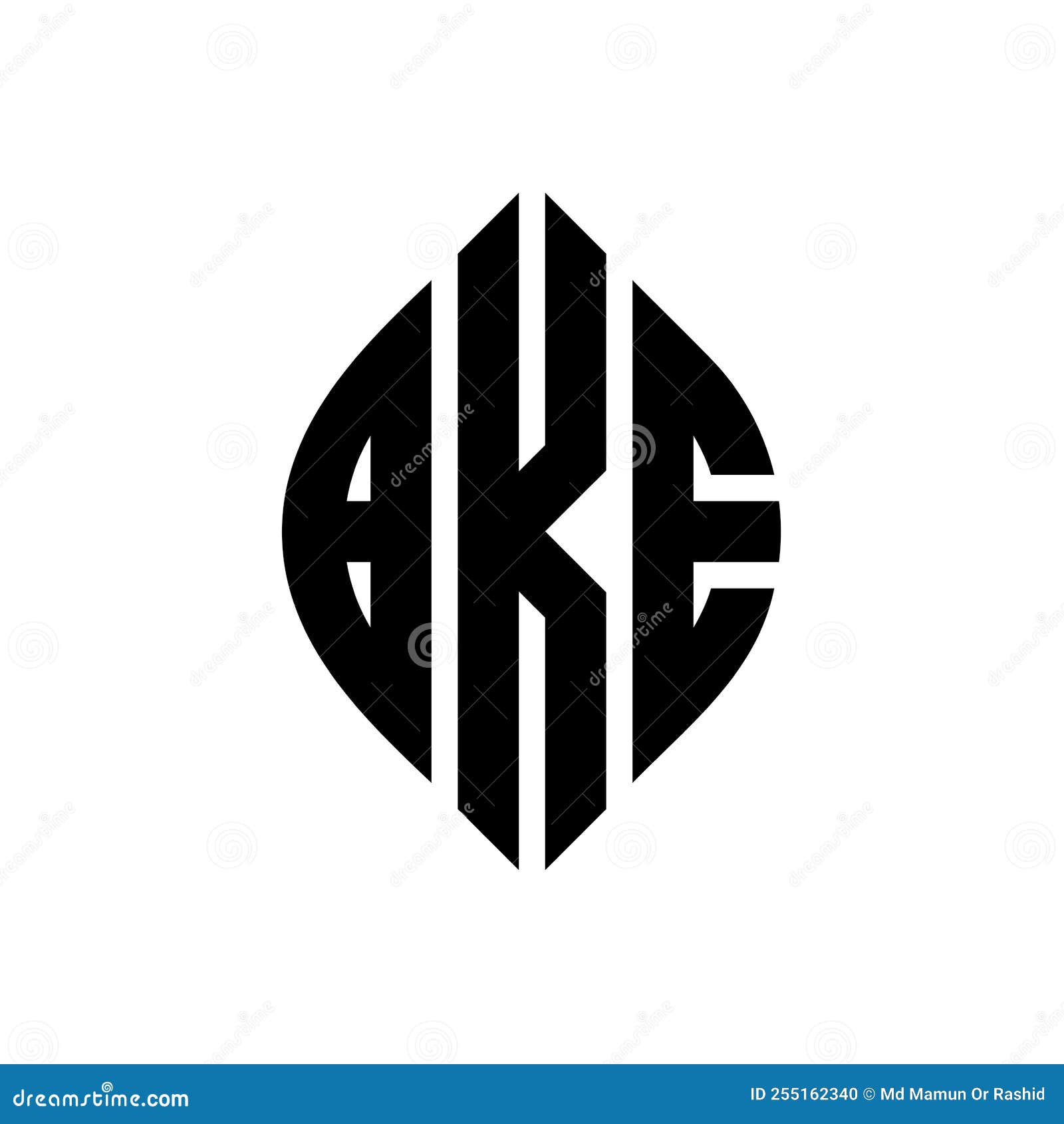 bke circle letter logo  with circle and ellipse . bke ellipse letters with typographic style. the three initials form a