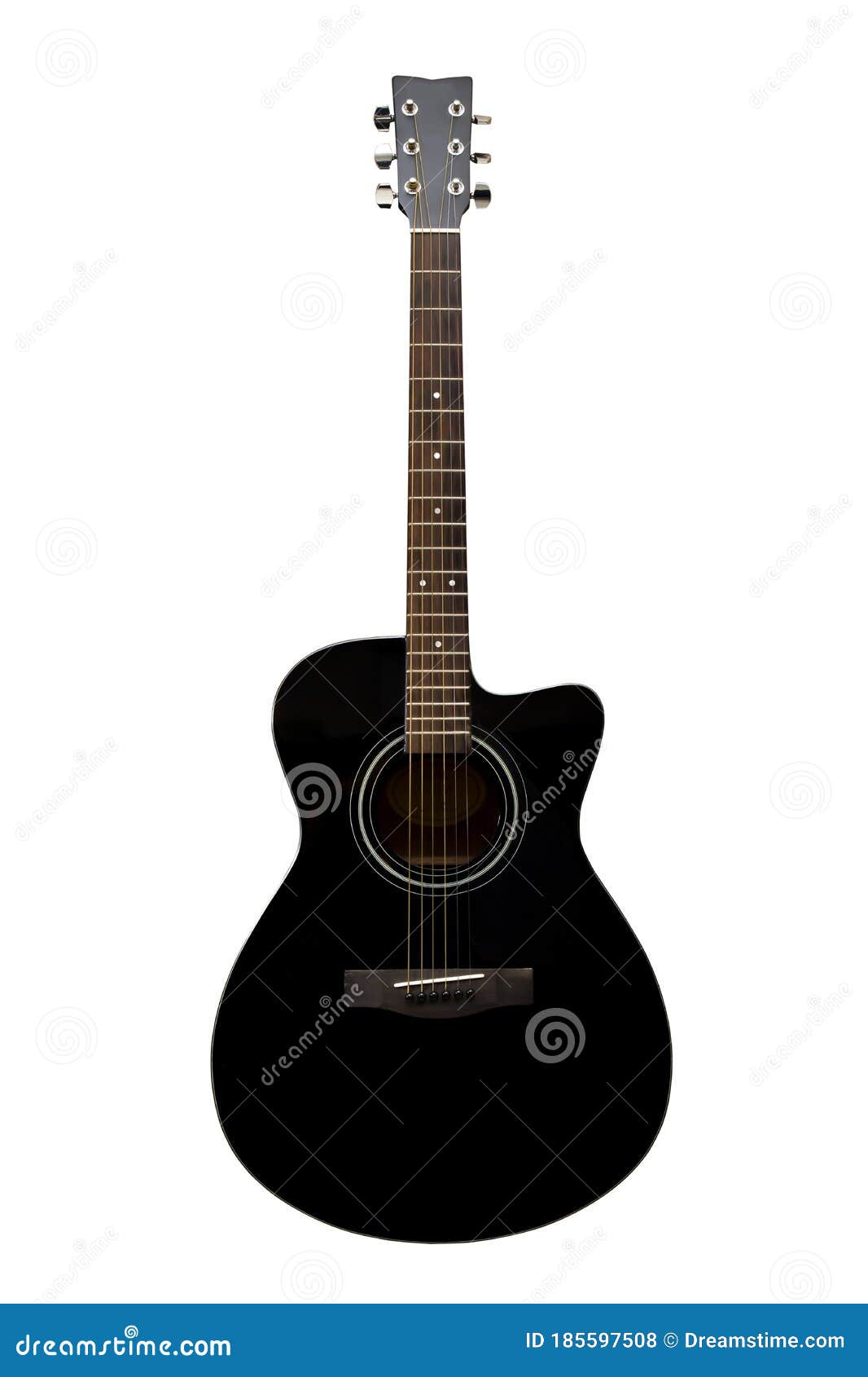 Black Acoustic Guitar on a White Background Stock Photo Image of play