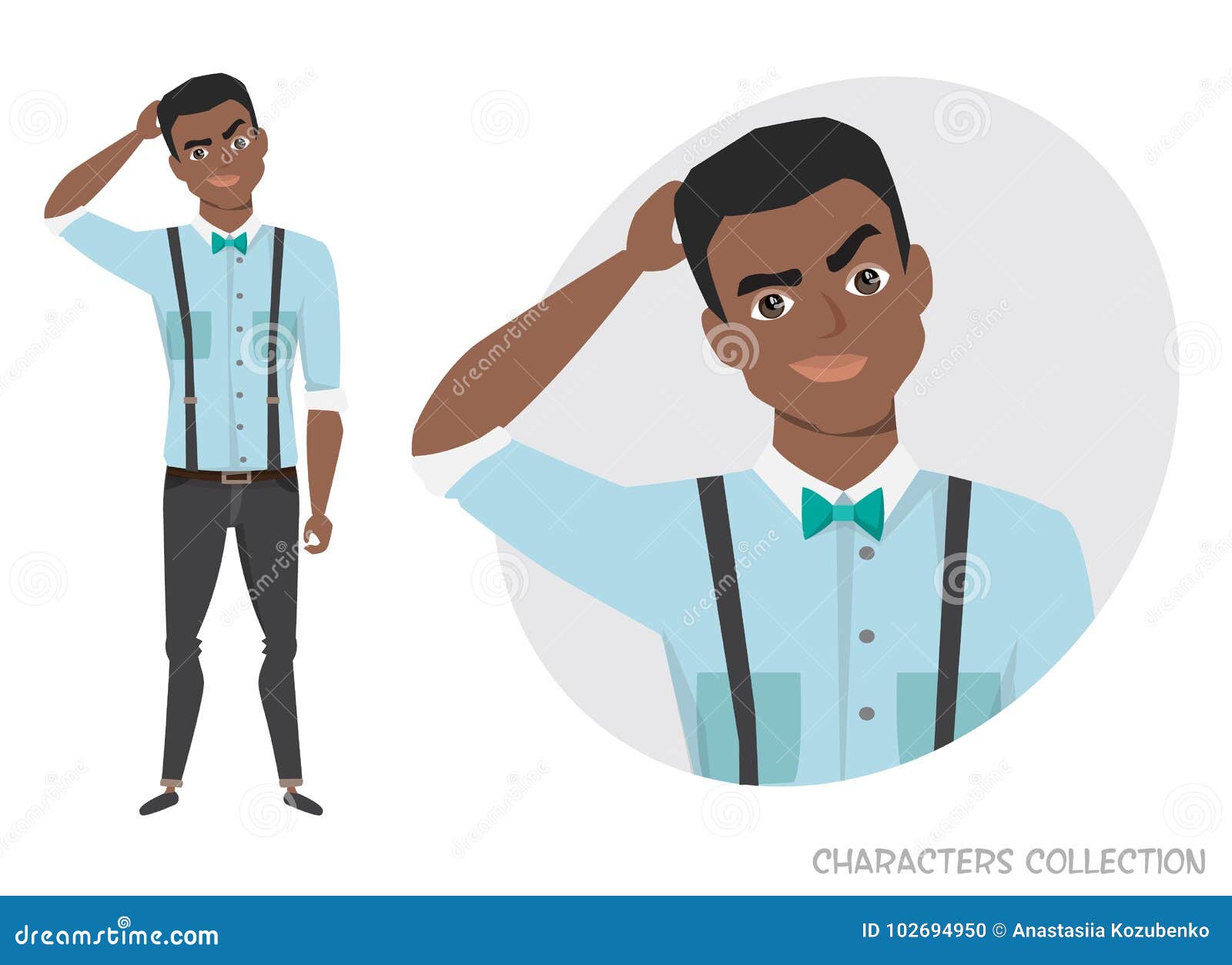 The Black African American Man Is Pensive Thinking Stock Vector Illustration Of Face
