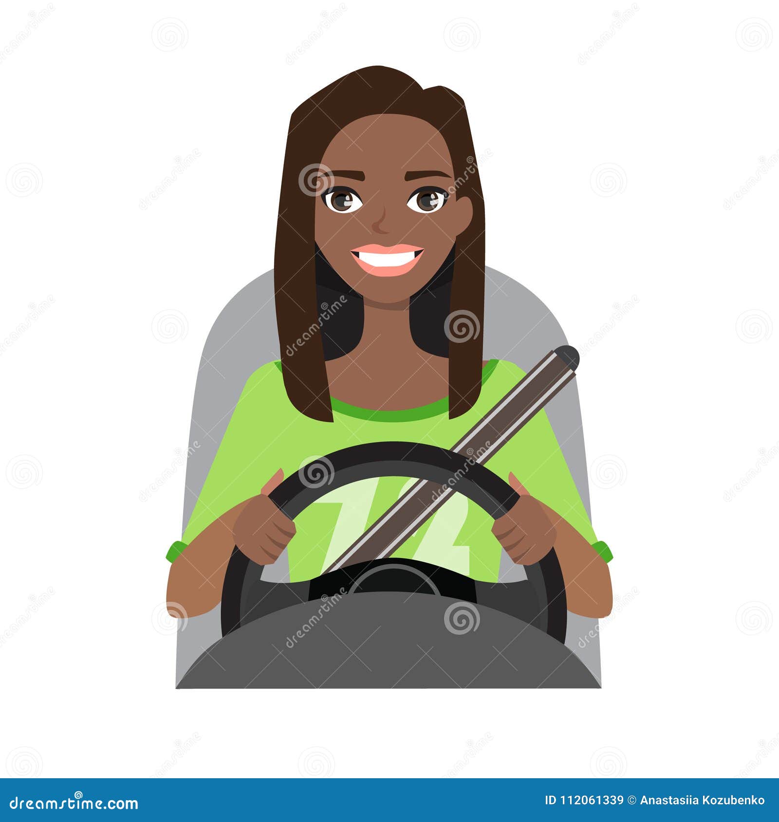 Black African American Woman Driving A Car Woman Clothing In Casual