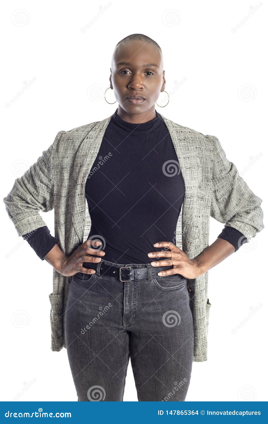 Black Female Fashion Model Wearing Business Casual Attire Stock Photo -  Image of hairstyle, ethnicity: 147865364