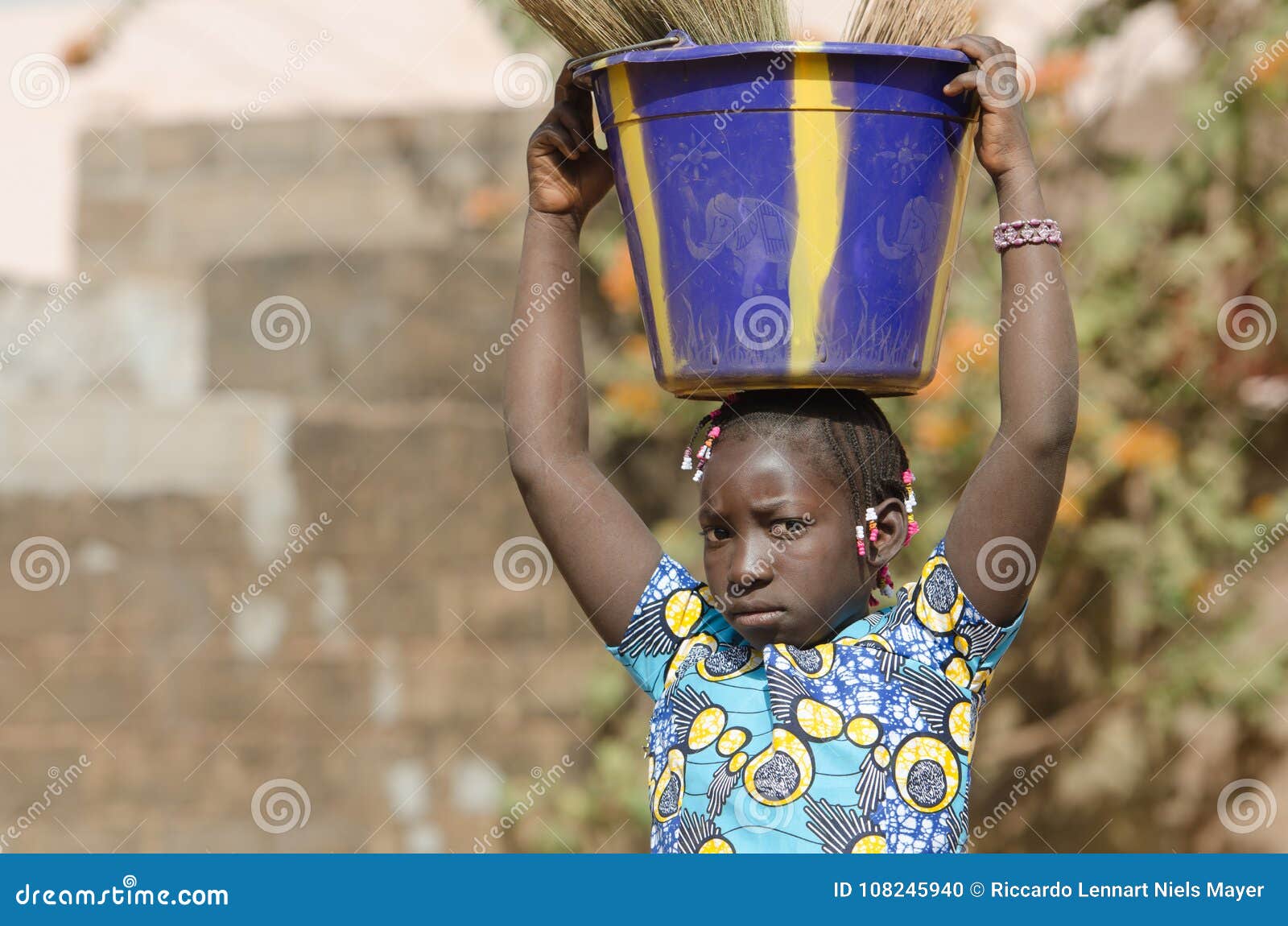 Black African Ethnicity Girl Working - Child Labor Symbol Stock Photo ...