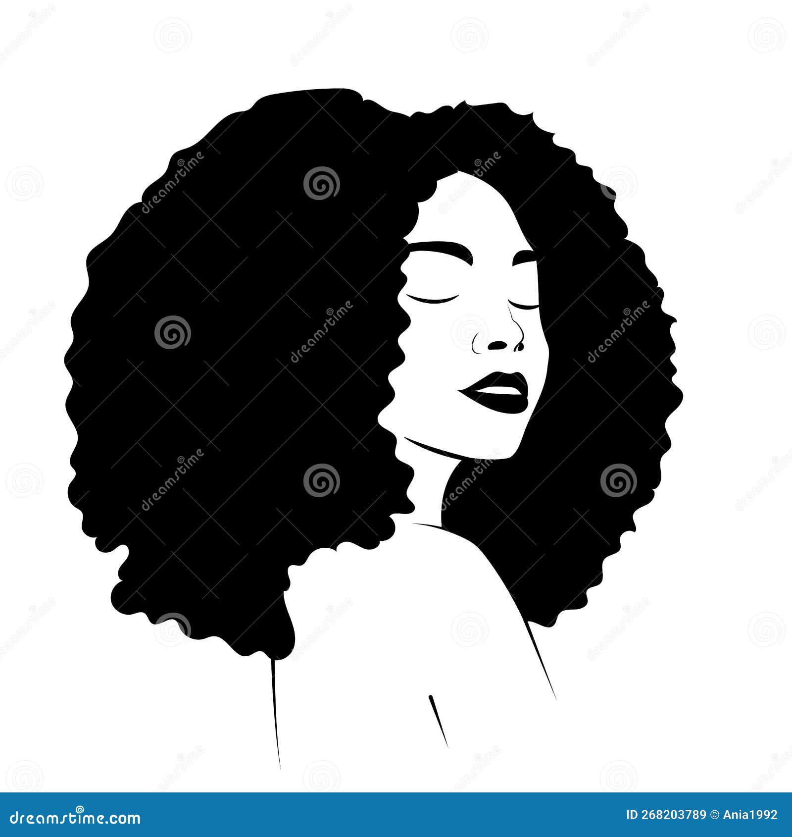 Woman With Afro Puff Bun Silhouette Vector Stock Illustration