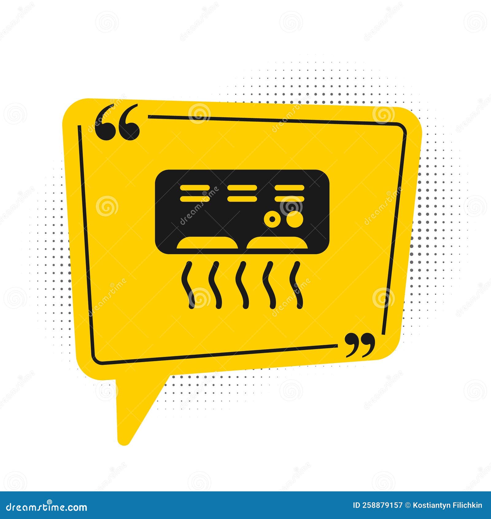 Black Air Conditioner Icon Isolated on White Background. Split System Air Conditioning Stock