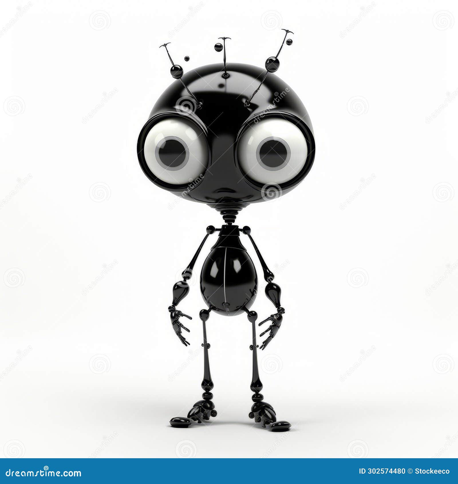 shiny black robot: 3d ant in tim burton style