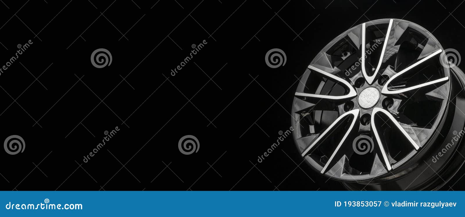 Black Alloy Wheel, Auto Parts and Auto Tuning. Free Empty Copyspace