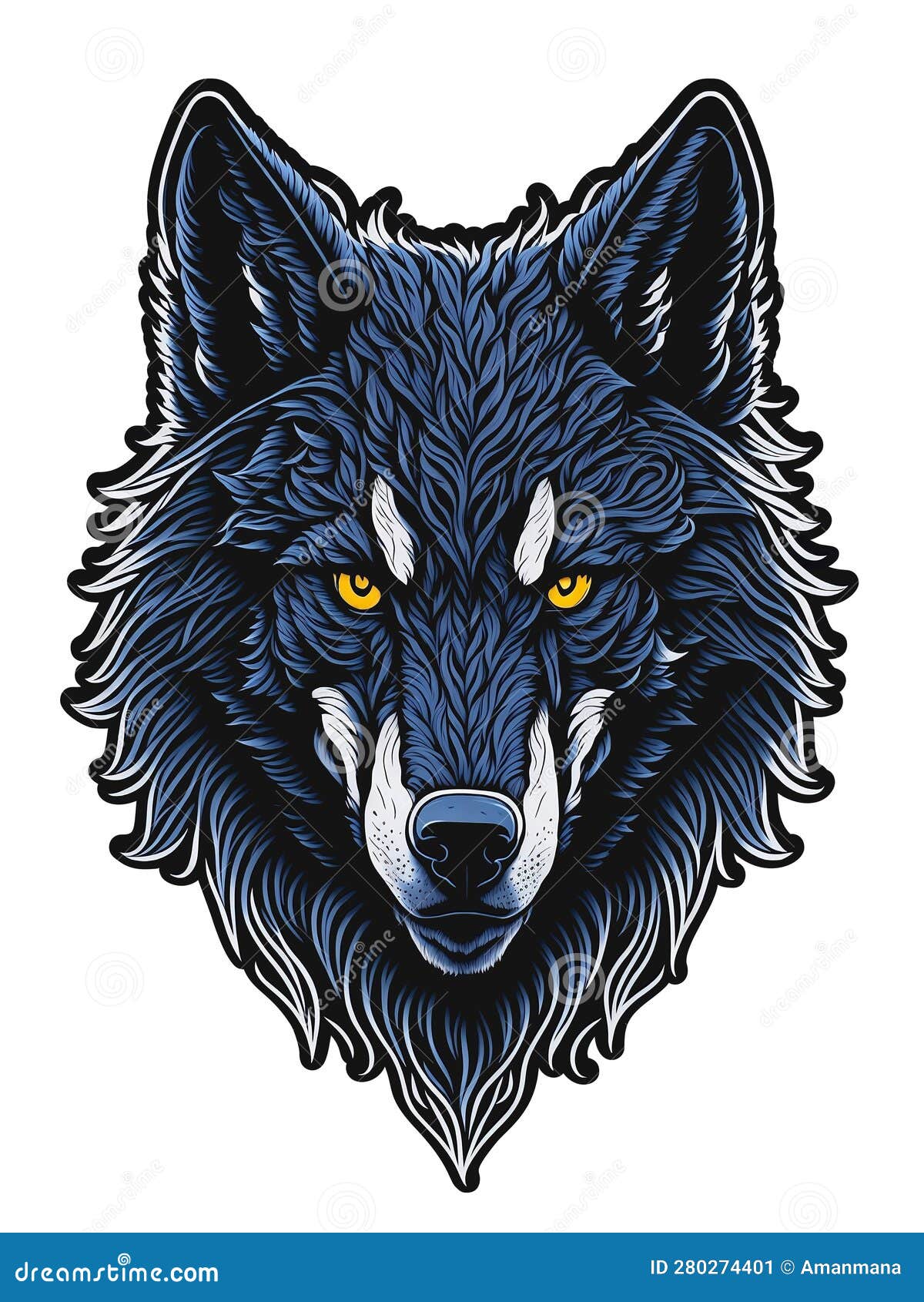 Black Alpha Wolf Head Isolated Sticker Stock Illustration ...