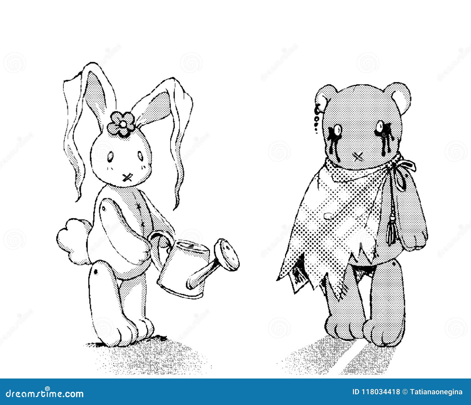 Plushie Toys Design: Teddy Bear and Plush Bunny Stock Illustration -  Illustration of hare, ears: 118034418