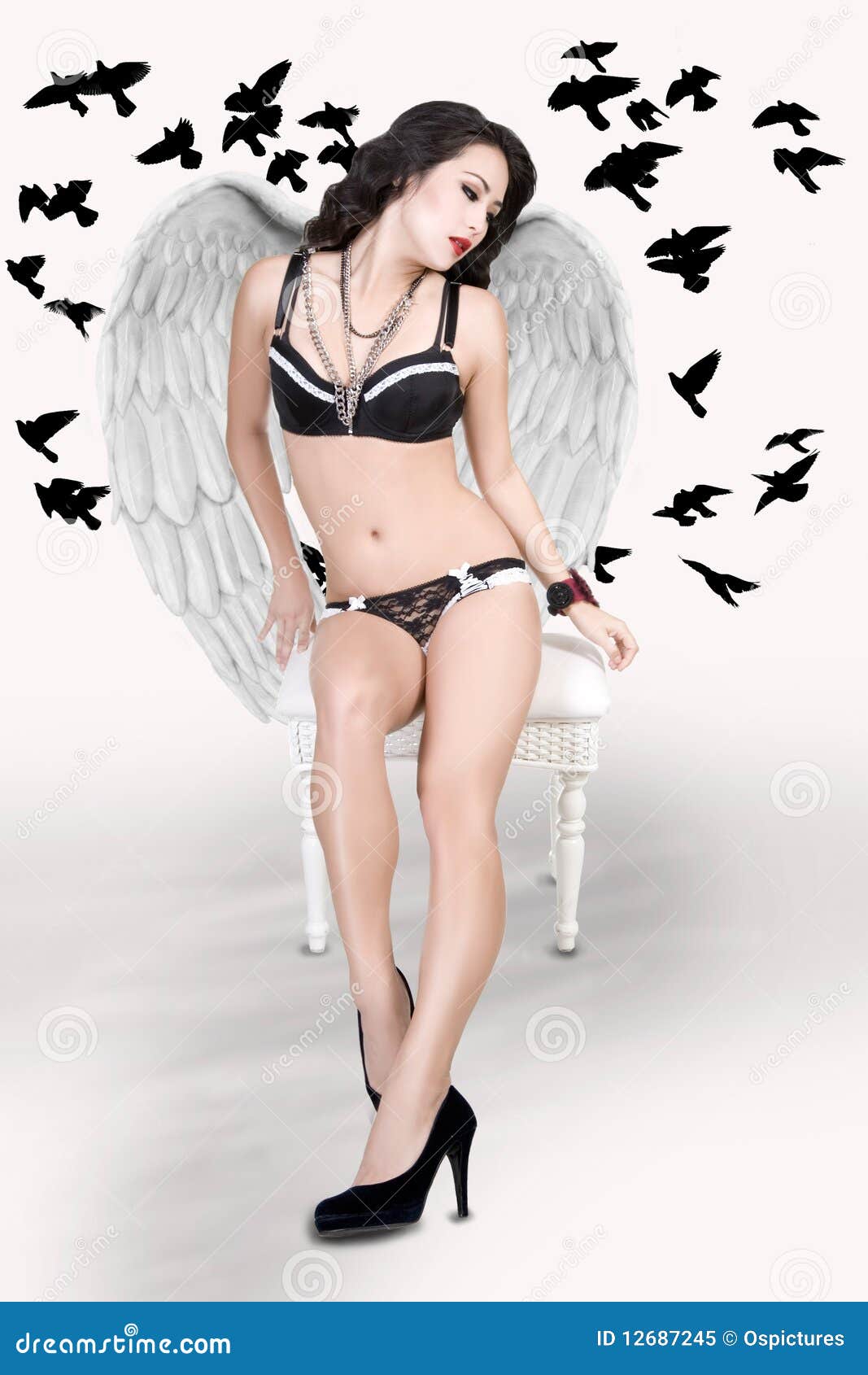 Angel in white underclothes