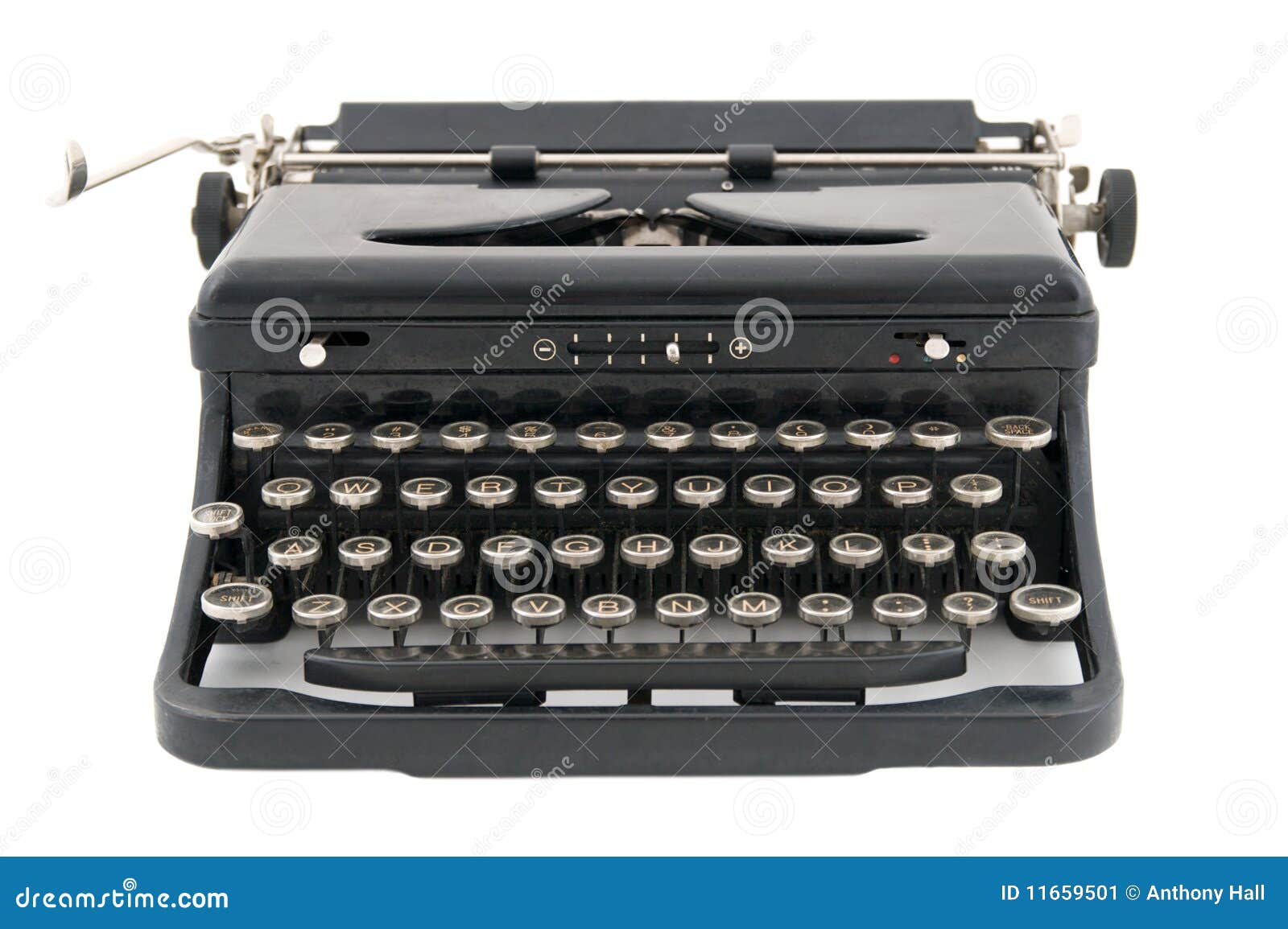 Black Antique Typewriter Front View Stock Image Image of portable