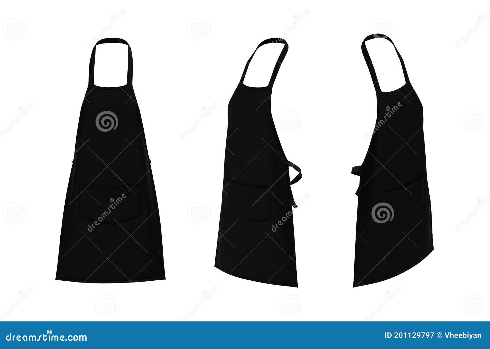 Black Aprons Mockup in Front and Side Views Stock Illustration