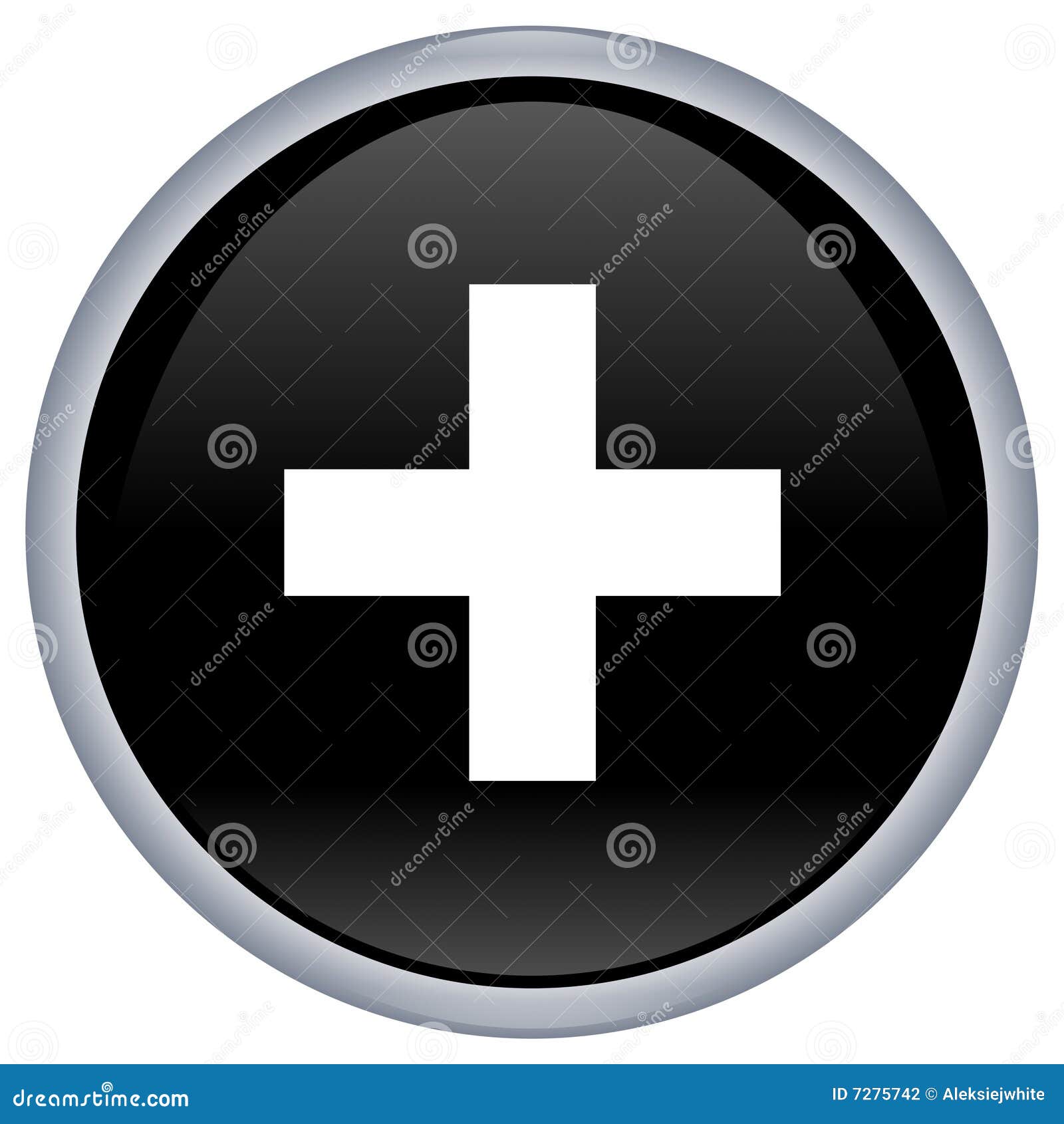 Black Aqua Button with White Cross Stock Illustration - Illustration of ...