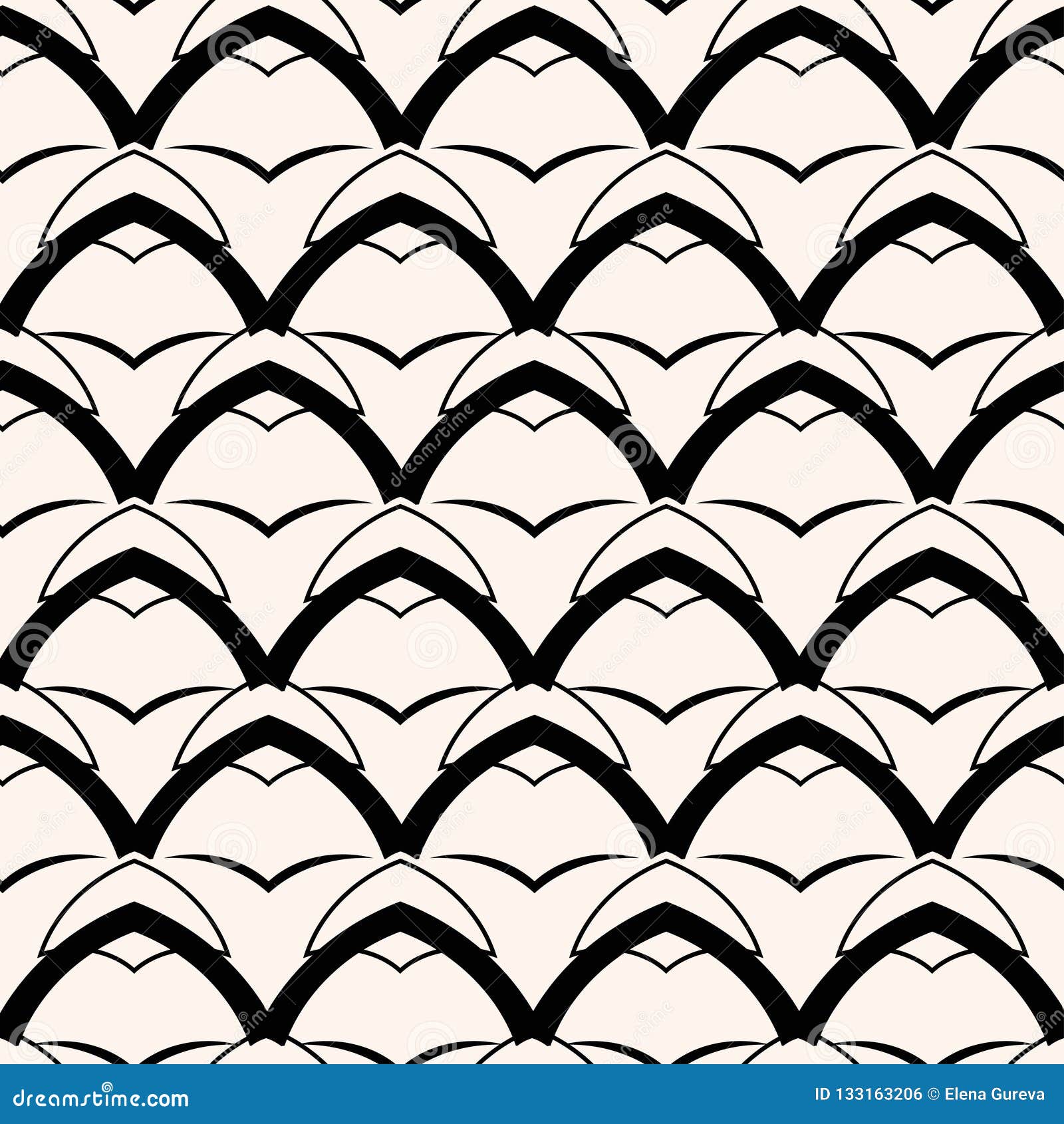 Black Arch Geometric Seamless Pattern. Vector Background. Stock Vector