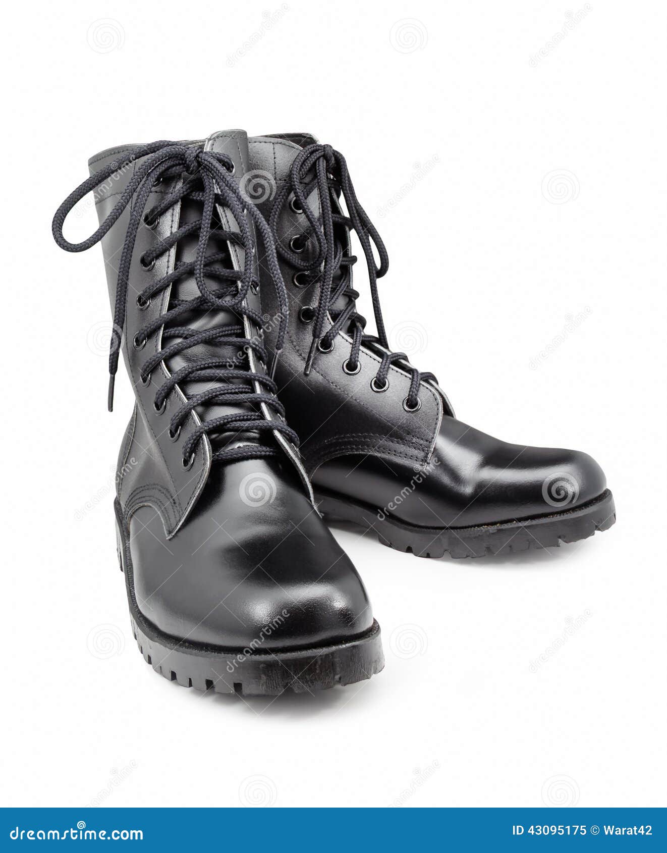 Black Army Shoes Isolated on White Backgrounds Stock Image - Image of ...