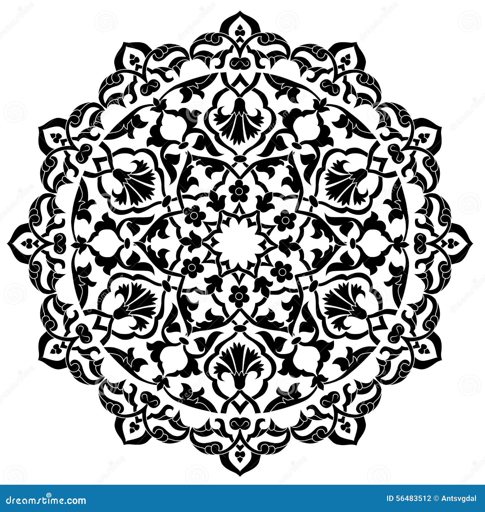Black Artistic Ottoman Pattern Series One Stock Vector