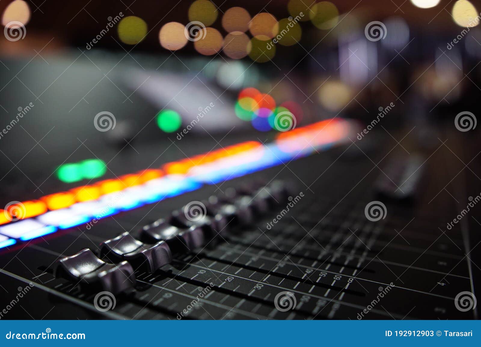 Black Audio Sound Mixer with Sliders Button Stock Image - Image of