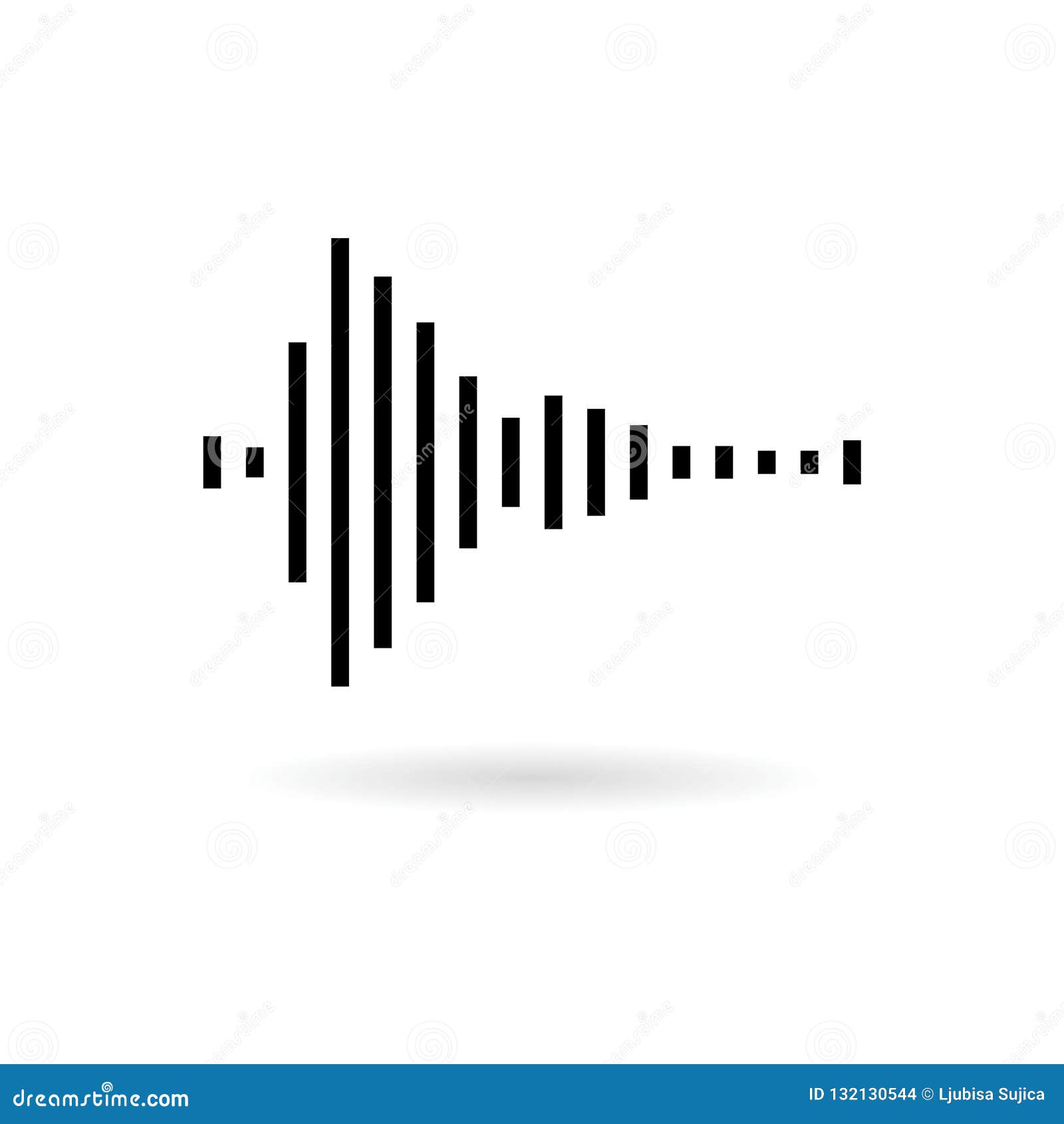 Black Audio Wave Icon or Logo, Modern Sound Wave Illustration ...