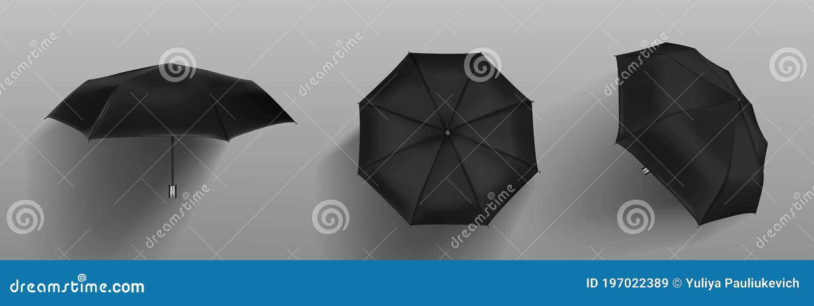 Download Black Automatic Umbrella Front, Side And Top View Stock ...