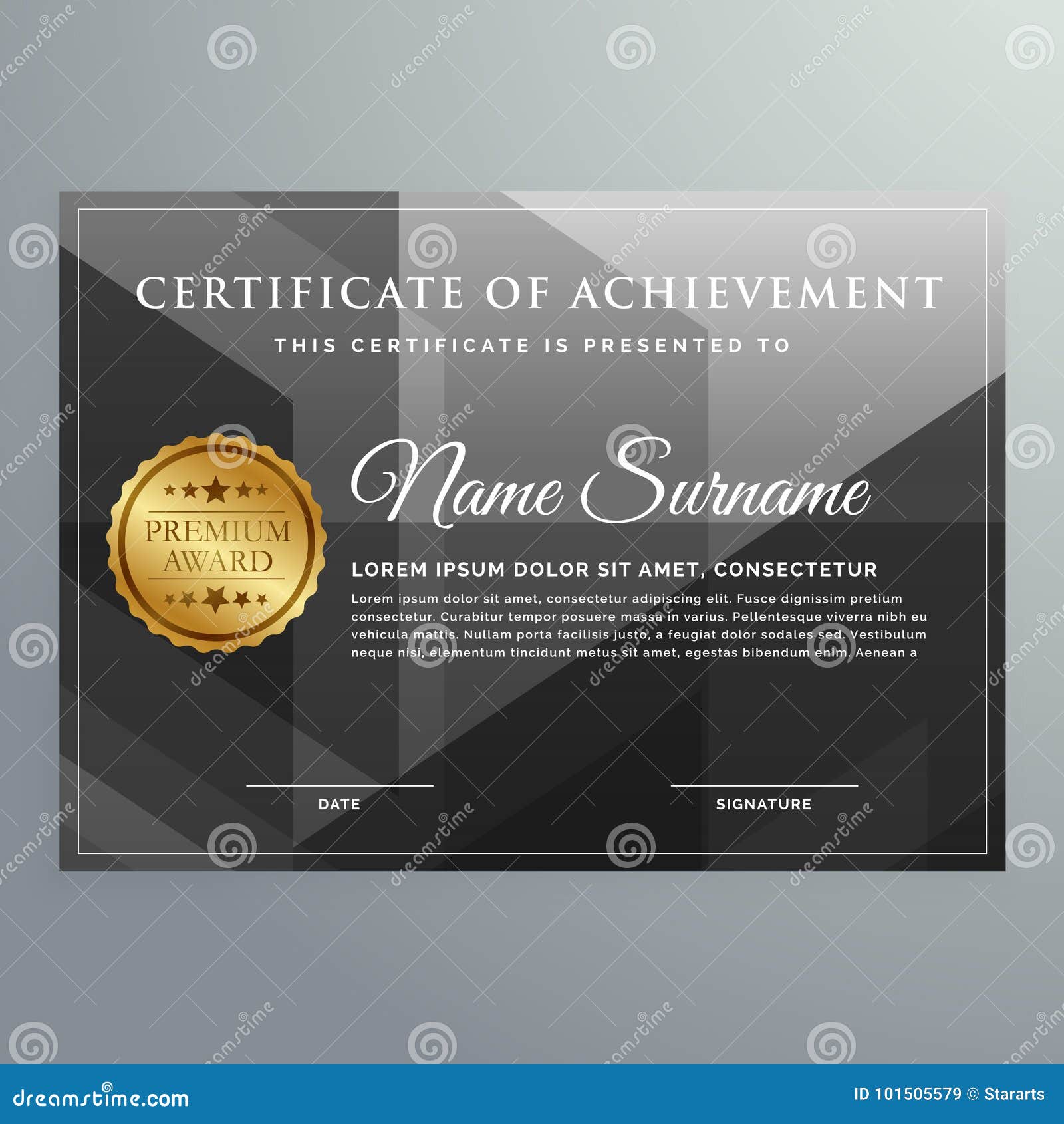 Black Award Certificate Design Template Stock Vector Within Award Certificate Design Template