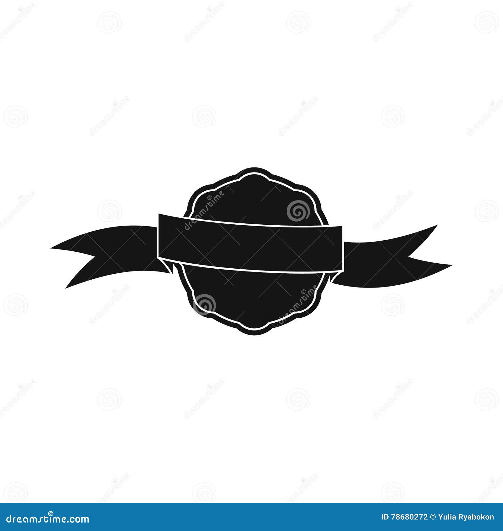 Black Award Rosette with Ribbon Icon, Simple Style Stock Vector ...