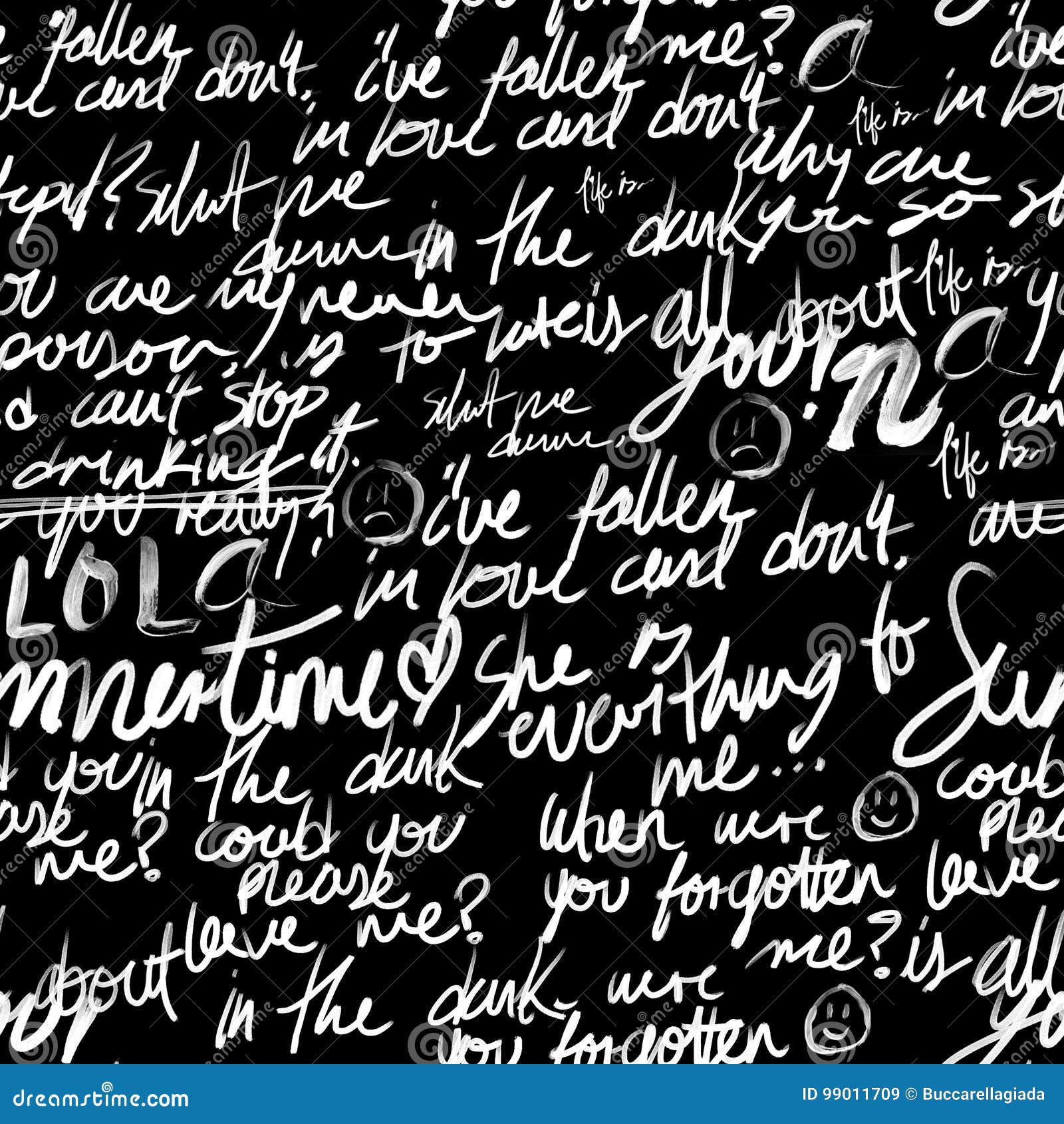 Seamless Pattern Black Background with Calligraphic Writings Stock