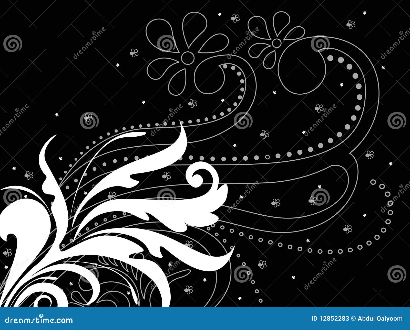 Black Background with Floral Pattern Stock Vector Illustration of