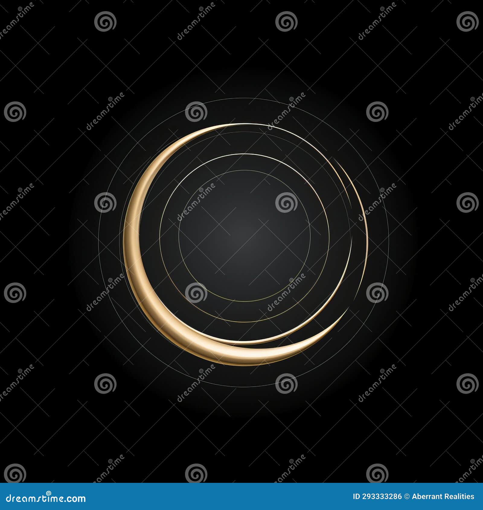 A Black Background with a Gold Circle on it Stock Illustration