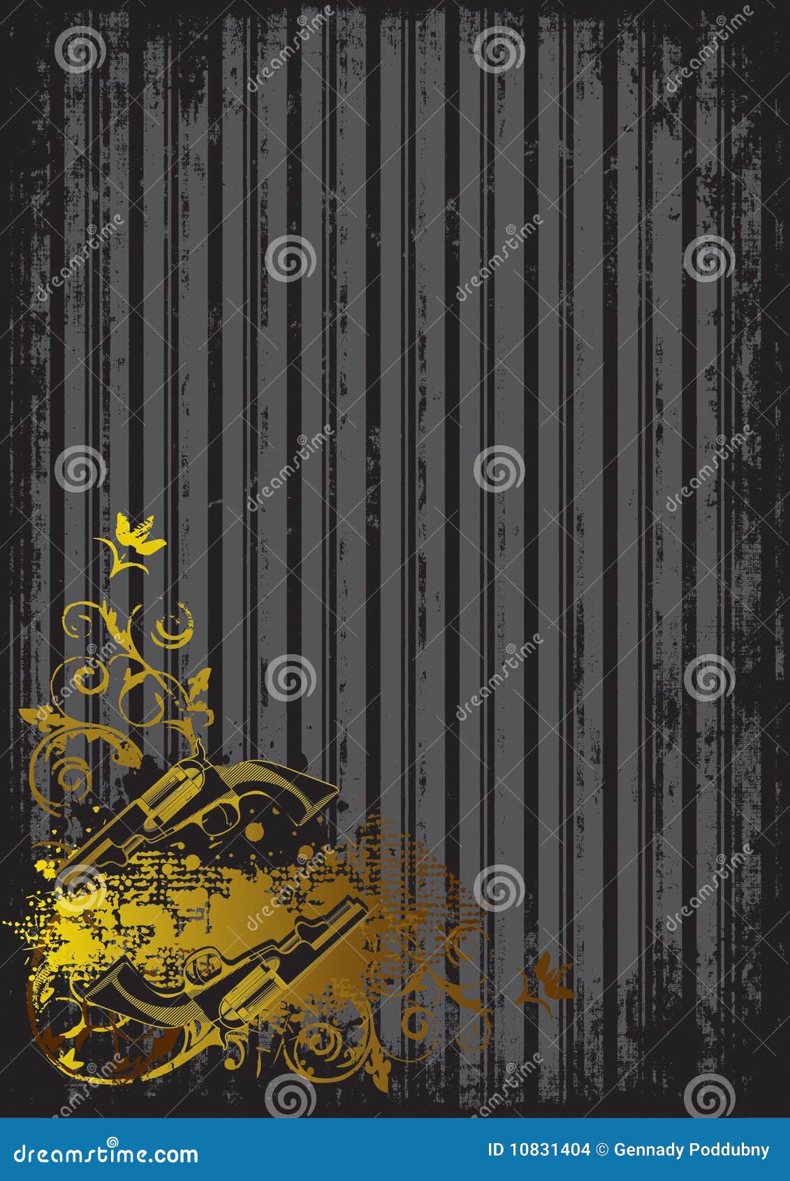 Black Background With Golden Guns Stock Vector - Illustration of grunge