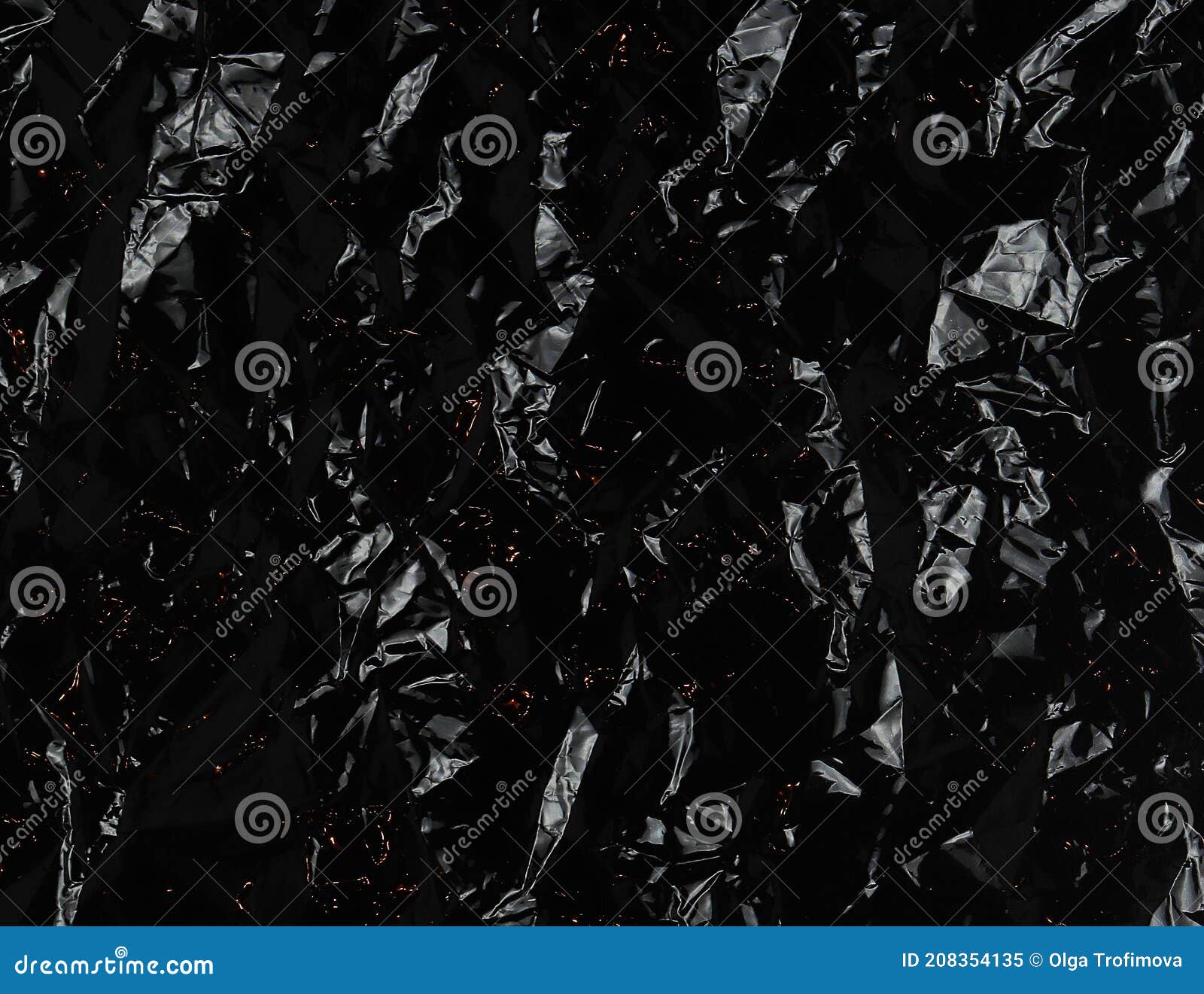 Black Background Made of Crumpled Polyethylene. Abstract Black Texture ...