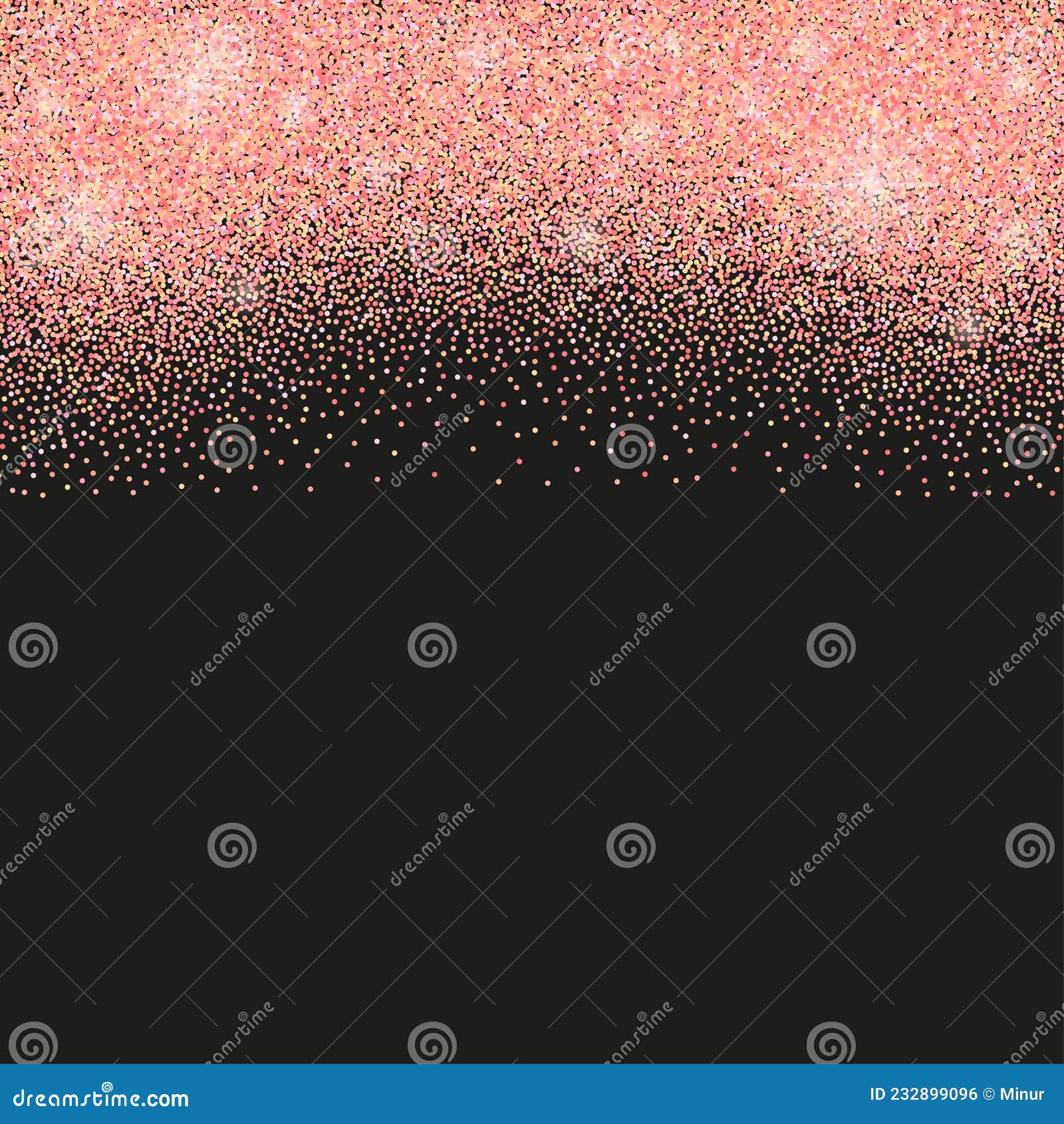 Black Background with Rose Gold Glitter Sparkles. Stock Vector