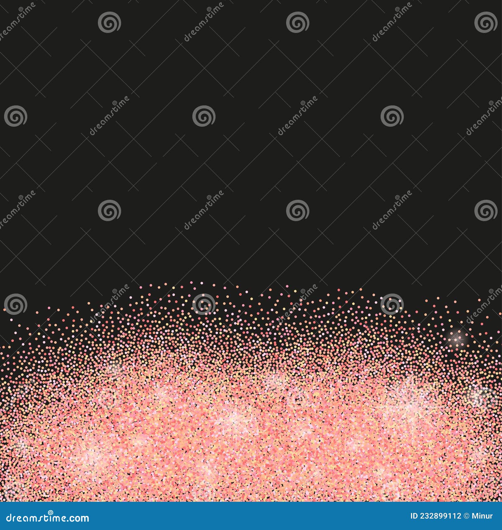Black Background with Rose Gold Glitter Sparkles. Stock Vector
