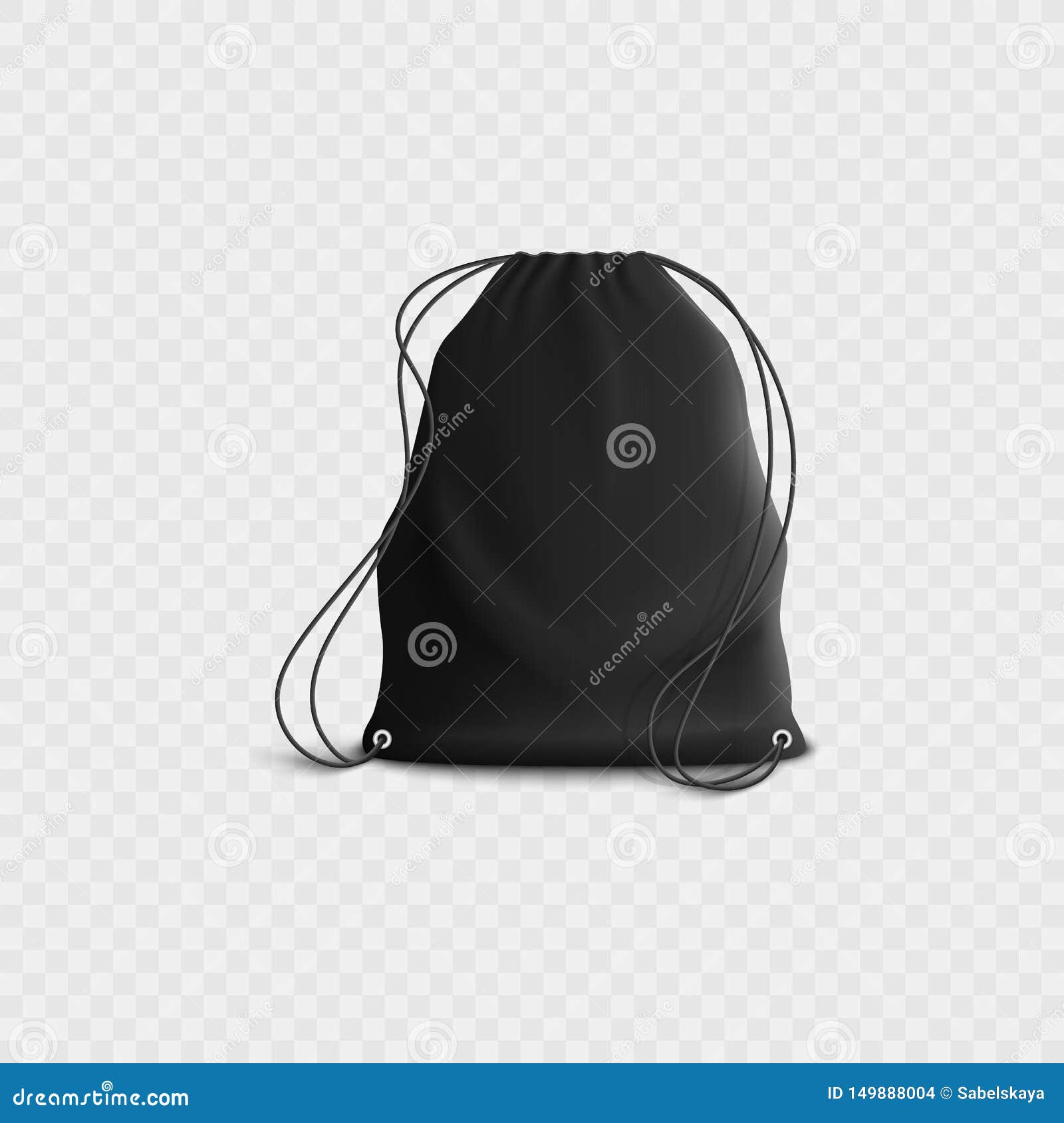 Download Black Backpack With Drawstring, Realistic Blank Sports Gym Bag Mockup With Rope Straps Stock ...